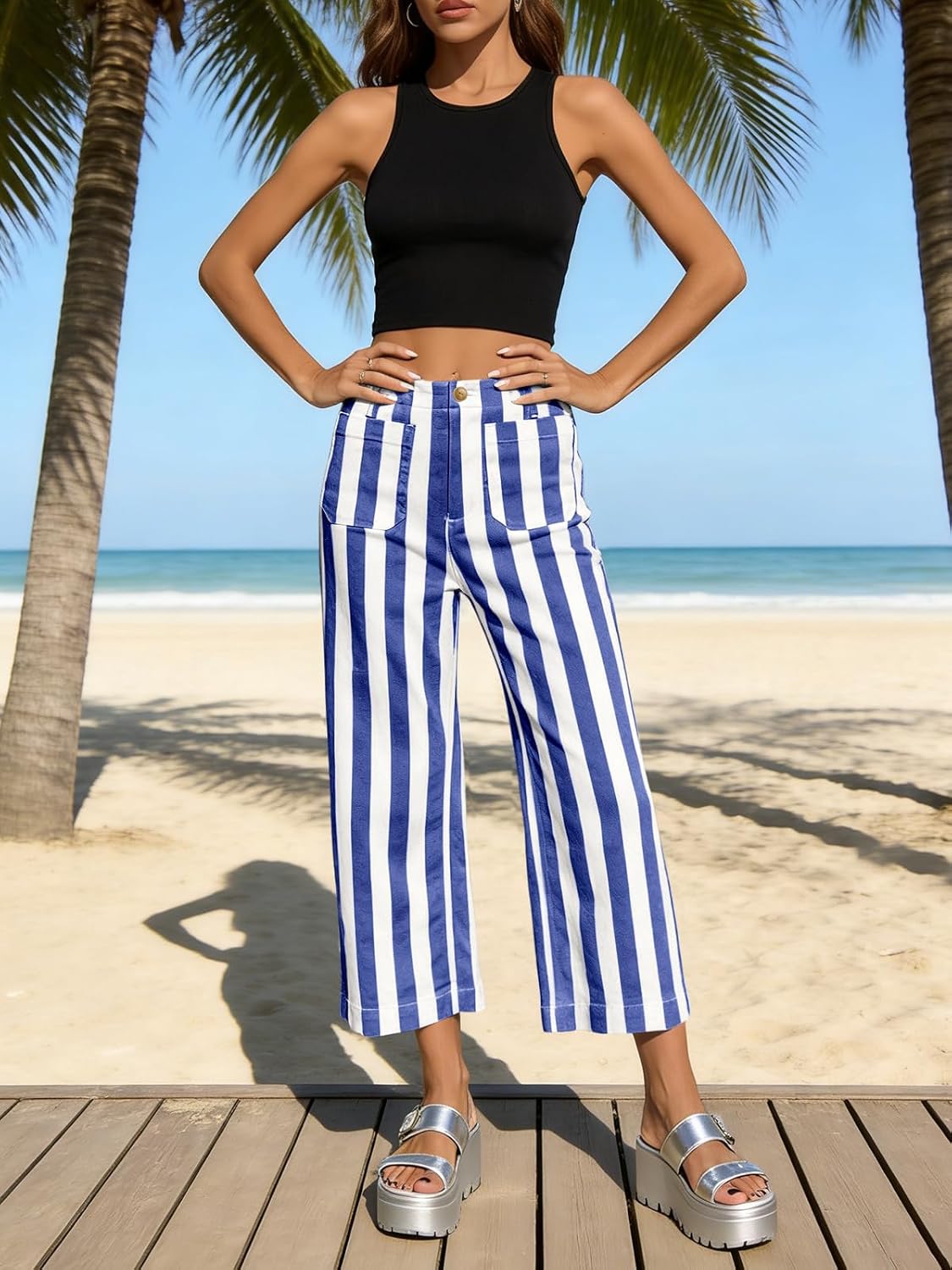 Detalle de Tankaneo Cropped Wide-Leg Jeans