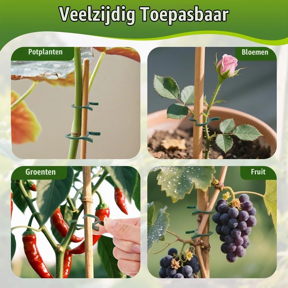 Thumbnail 6 de ANOMM plantenclips, 210 groene kunststof klemmen voor plantensteun