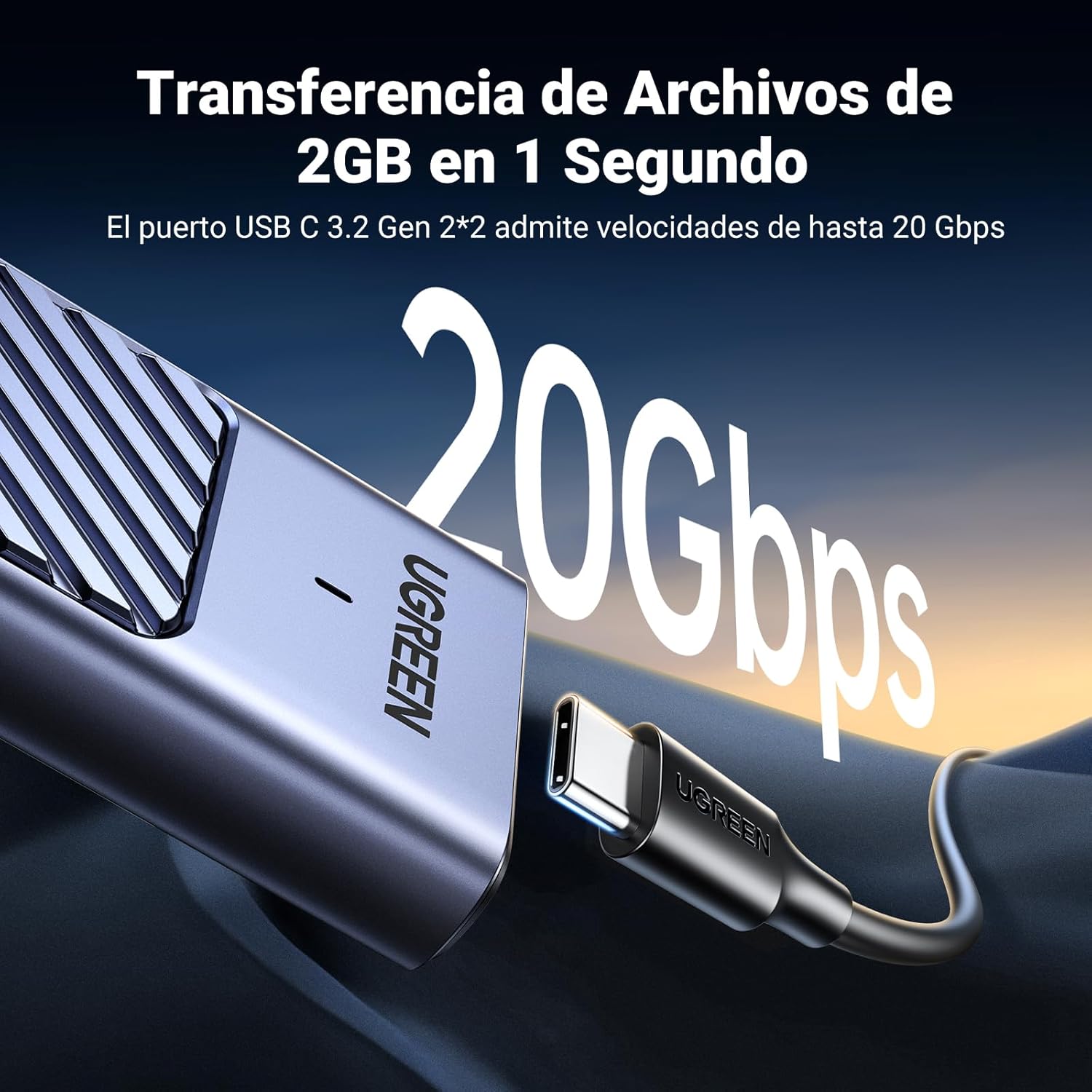 Detalle 2 de UGREEN Caja SSD M.2 NVMe USB-C 🚀 Compatible 970 EVO Plus, 980 Pro