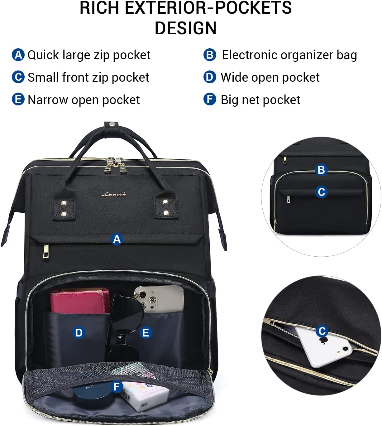 Thumbnail 5 de LOVEVOOK Laptop Backpack for 15.6 inch