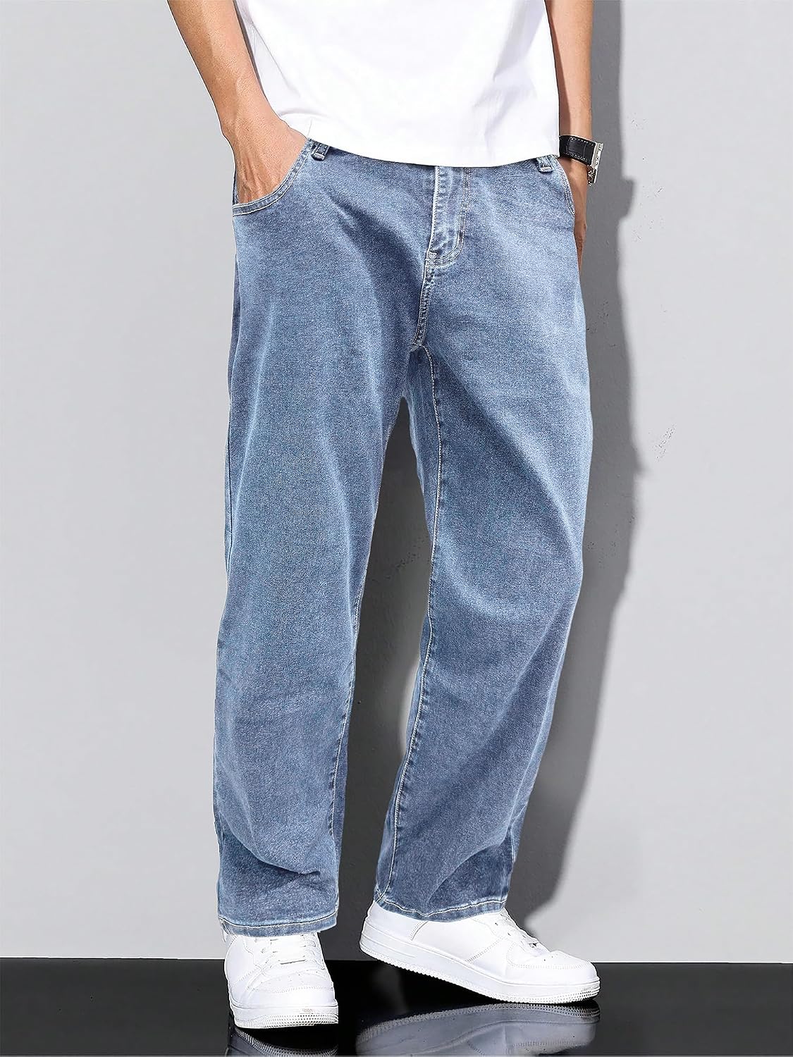 Detalle de JMIERR Men’s Baggy Wide-Leg Jeans (Skater Hip Hop Denim), Loose Fit Streetwear
