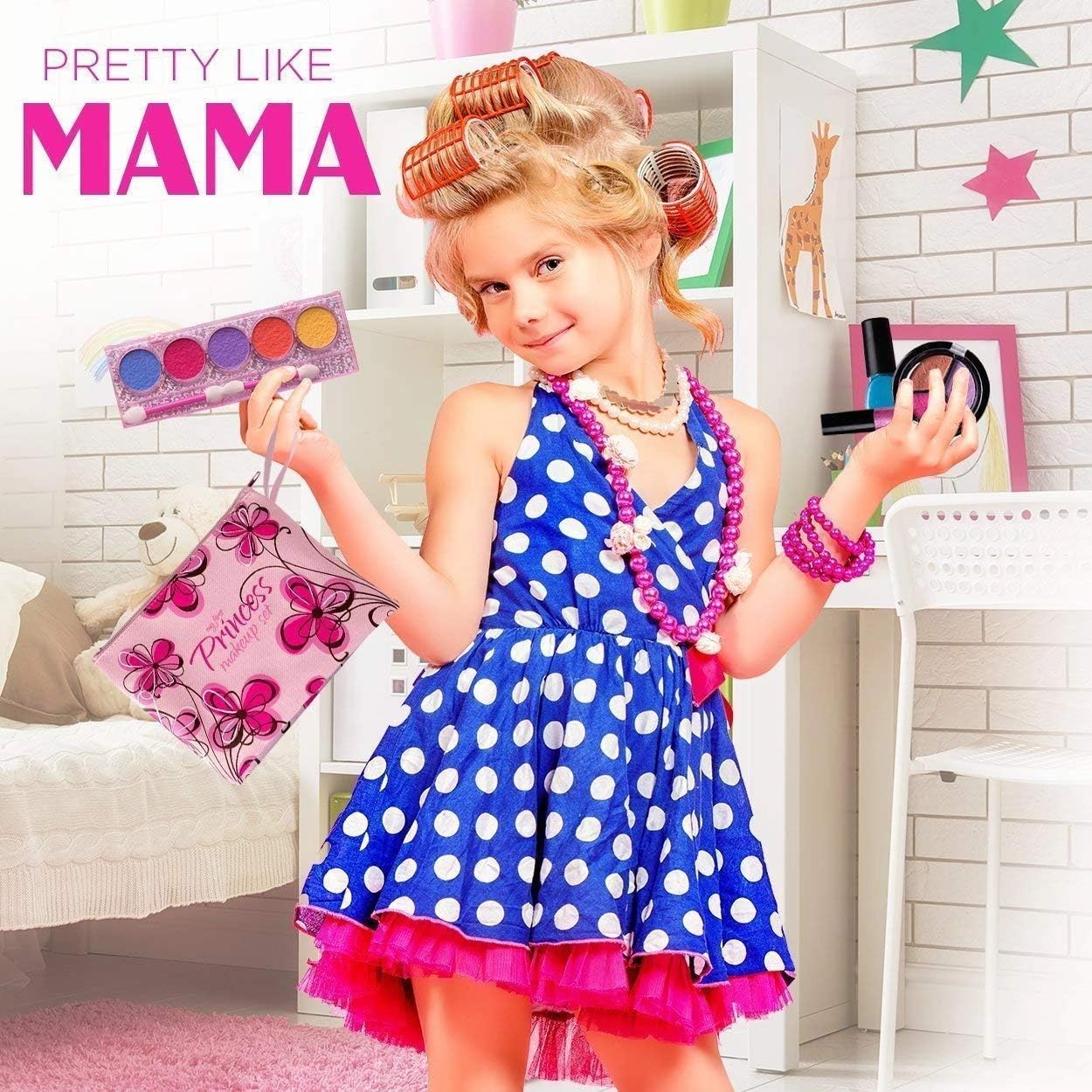 Detalle 1 de Playkidiz My First Princess Washable Children’s Make-Up Set with Floral Bag