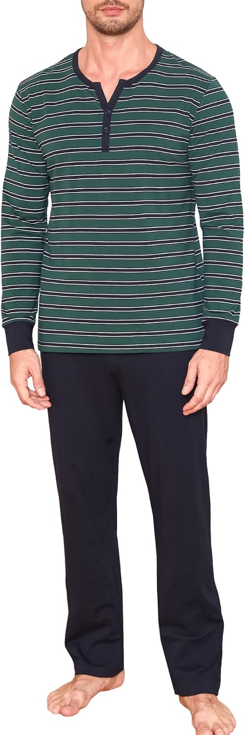Thumbnail 6 de Winovia Herren Schlafanzug Langarm mit Streifen – Baumwolle Pyjama-Set