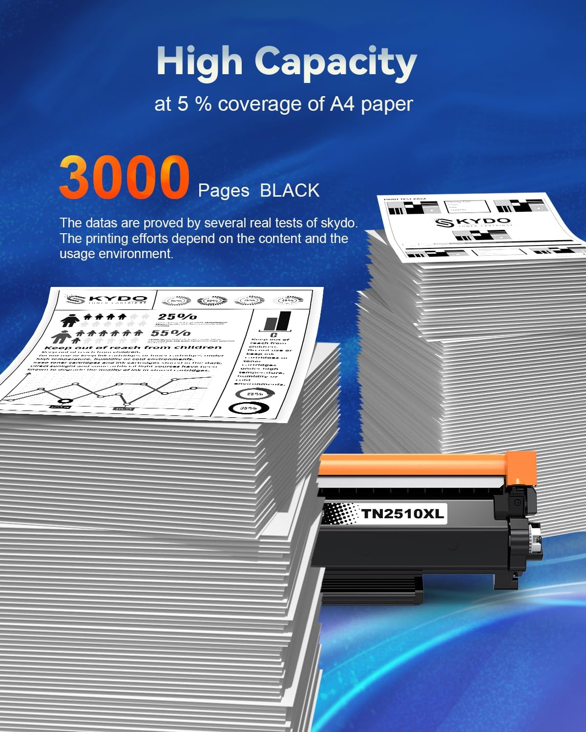 Detalle de Skydo TN2510XL TN2510 High Yield Black Toner Cartridge (compatible, 3,000 pages XL)