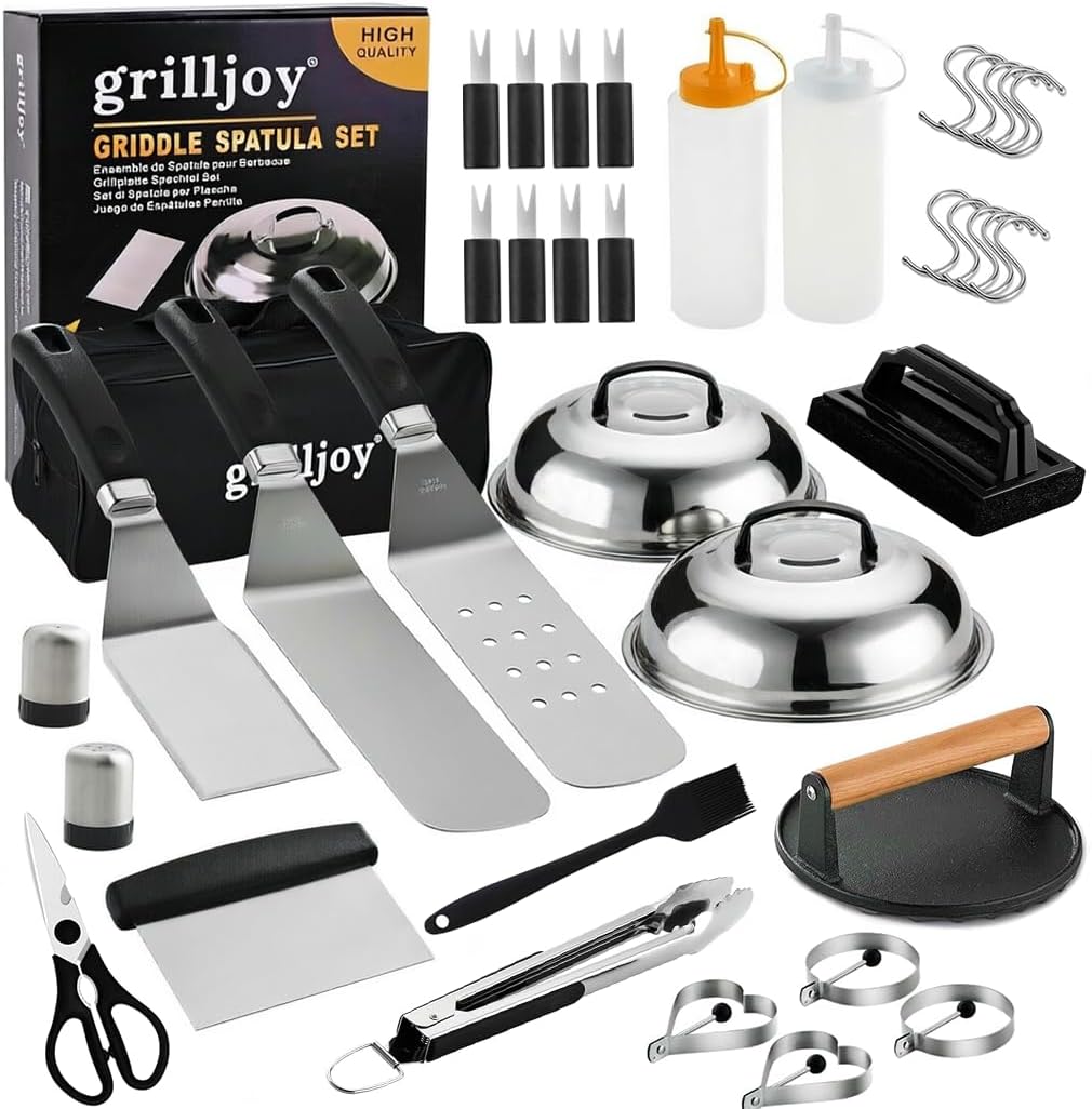 Detalle de grilljoy CM-C6-B-3 38-Piece Griddle Accessories Kit with Burger Press