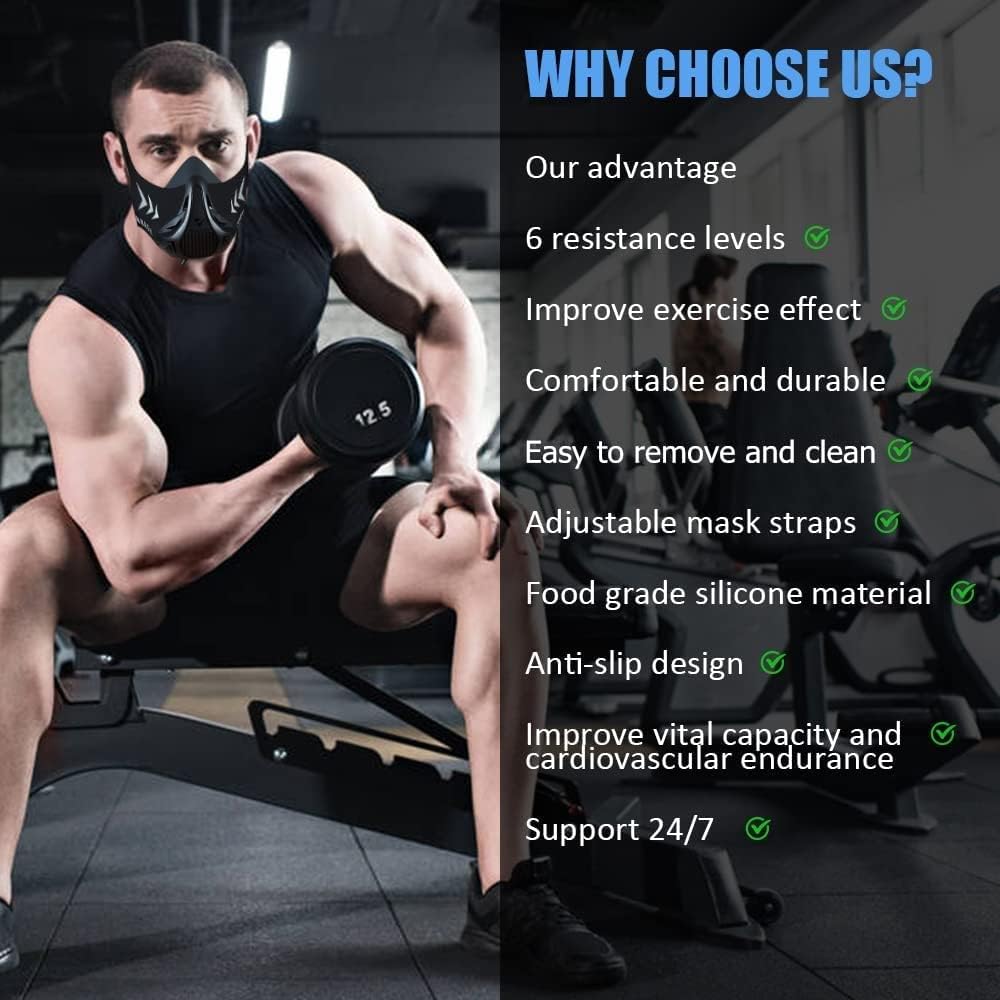Thumbnail 3 de FDBRO Sport Masks : masque cardio et endurance à 6 niveaux de résistance pour course, fitness et entraînement en altitude