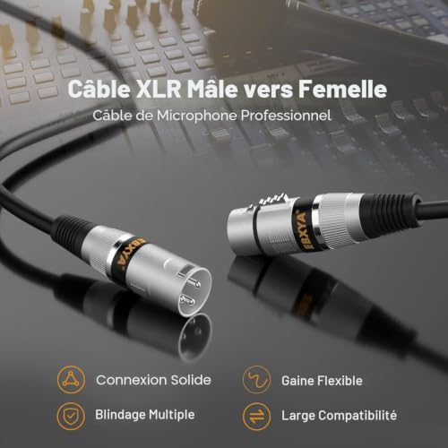 Detalle de EBXYA Câble XLR 3m – Lot pour Studio d'Enregistrement et Table de Mixage