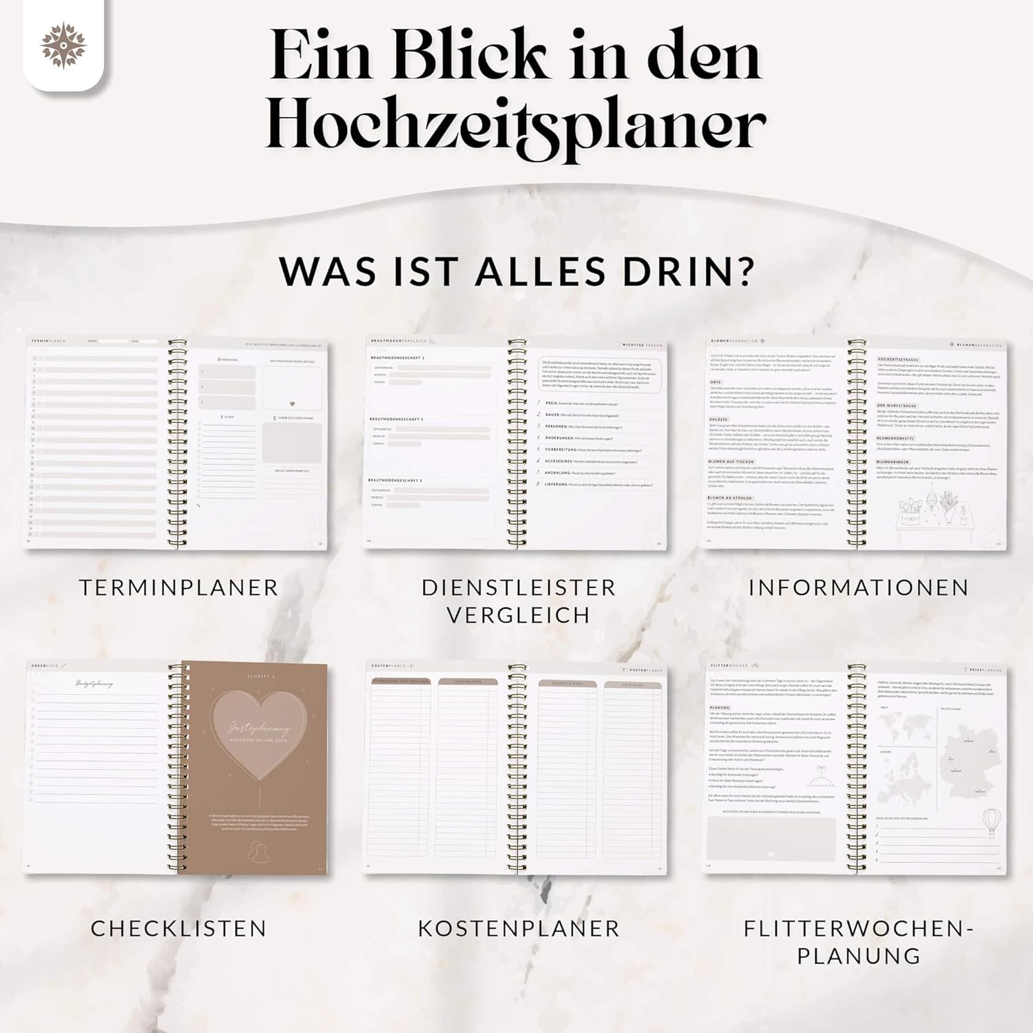 Detalle 1 de LEBENSKOMPASS Hochzeitsplaner A5+ mit 192 Seiten