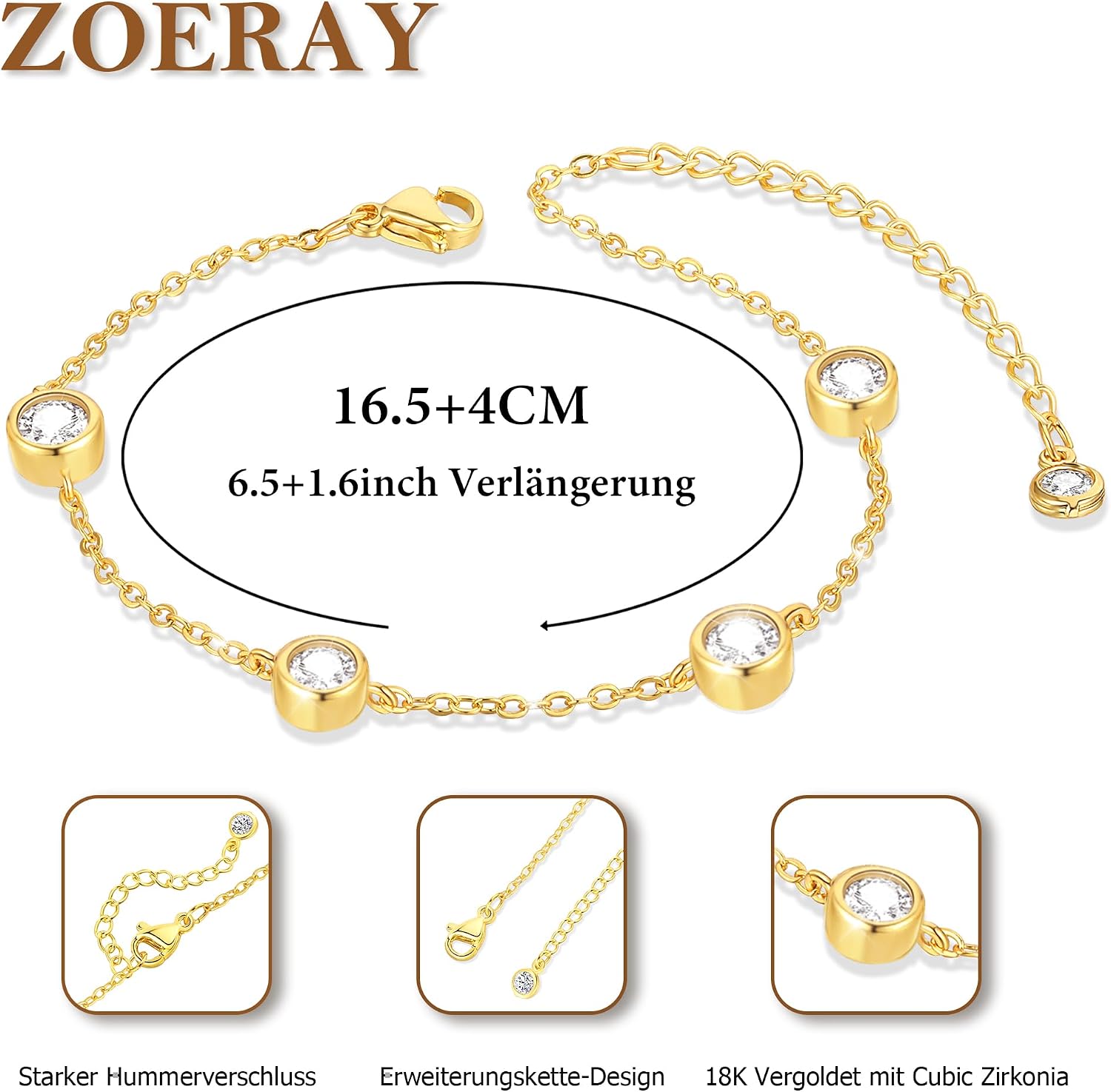 Thumbnail 5 de ZOERAY Armband Damen Verstellbar 16,5–20,5 cm