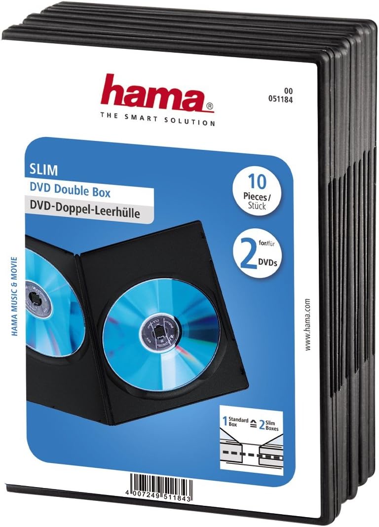 Detalle 1 de Hama Slim DVD/CD Jewel Case Pack of 25 (Black) — super-slim replacement cases