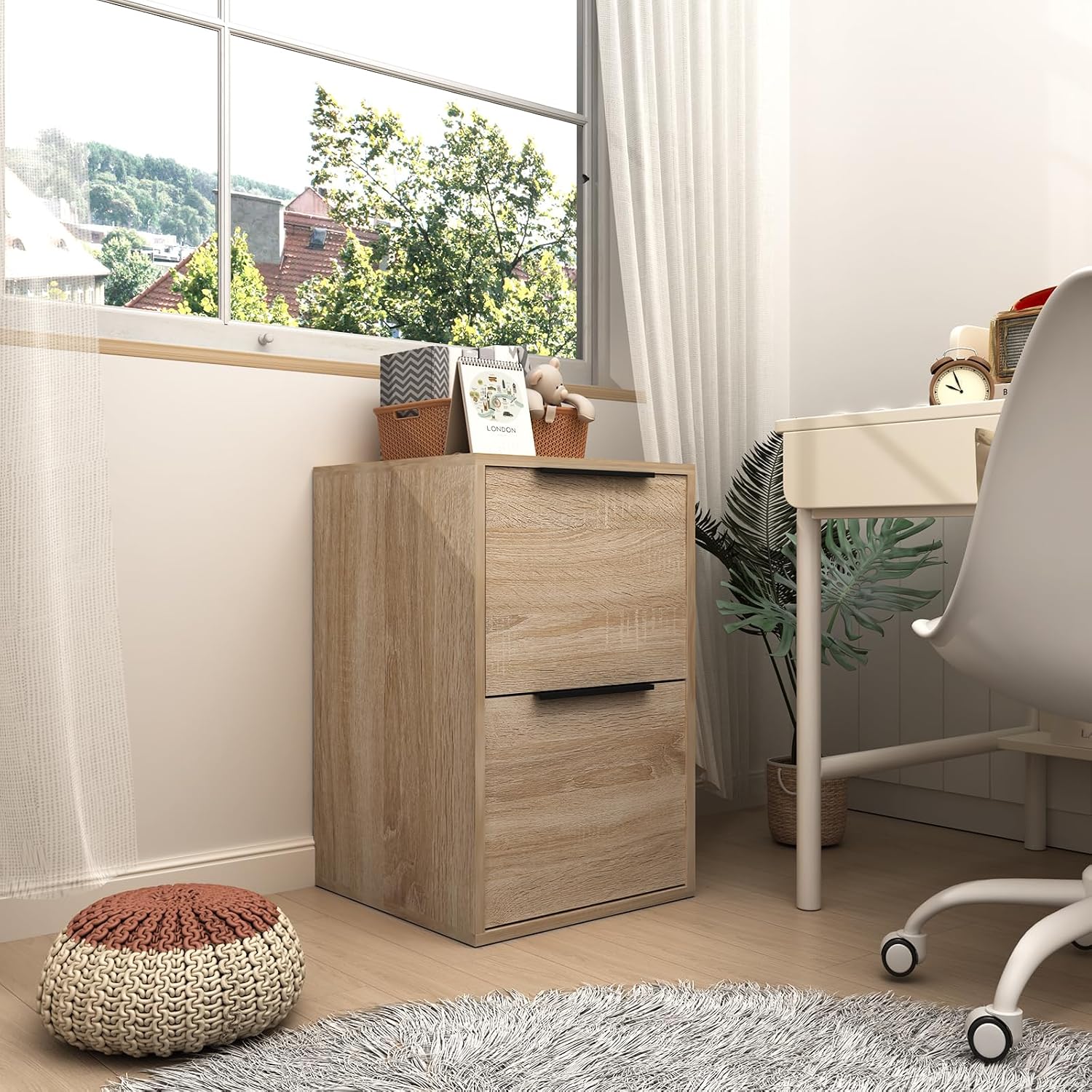 Thumbnail 6 de FATIGOS MC 2-Drawer Wood File Cabinet, Oak, Letter and A4 Storage