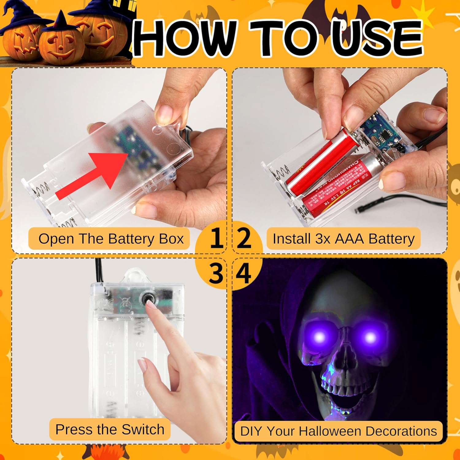 Thumbnail 4 de LCHUANG Halloween Glowing Eyes Lights, Purple