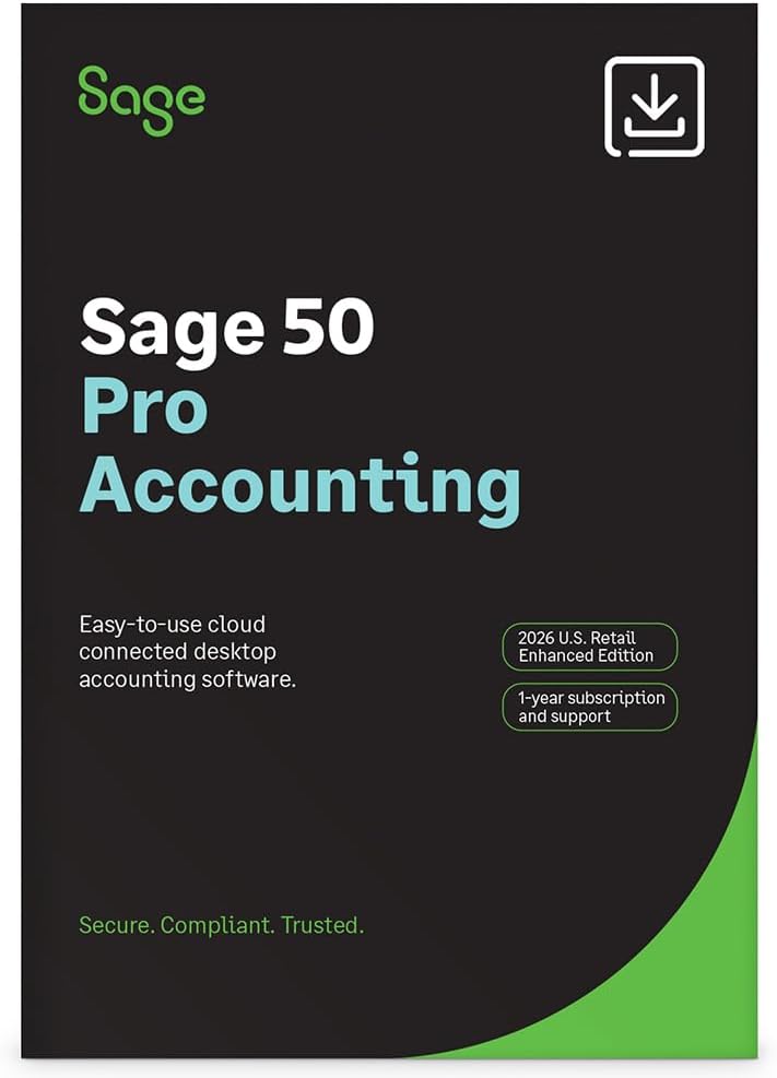 Detalle de Sage 50 Premium Enhanced 2026 U.S. Edition: 1-User, 1-Year Subscription (PC Online Code) by Sage Software