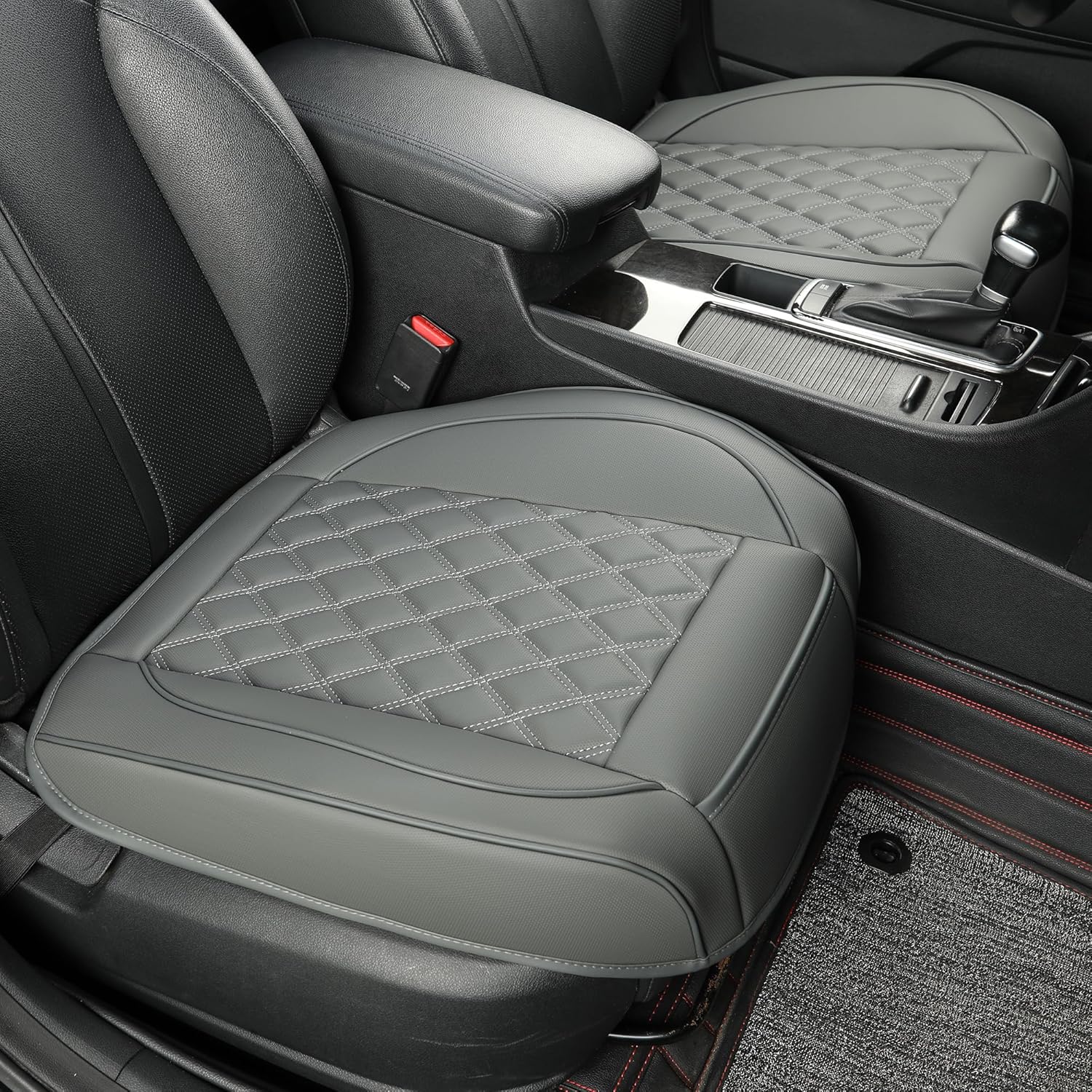 Vankerful 2 Pack Faux Leather Front Seat Covers (Grey) – Bottom Seat Cushion Protectors
