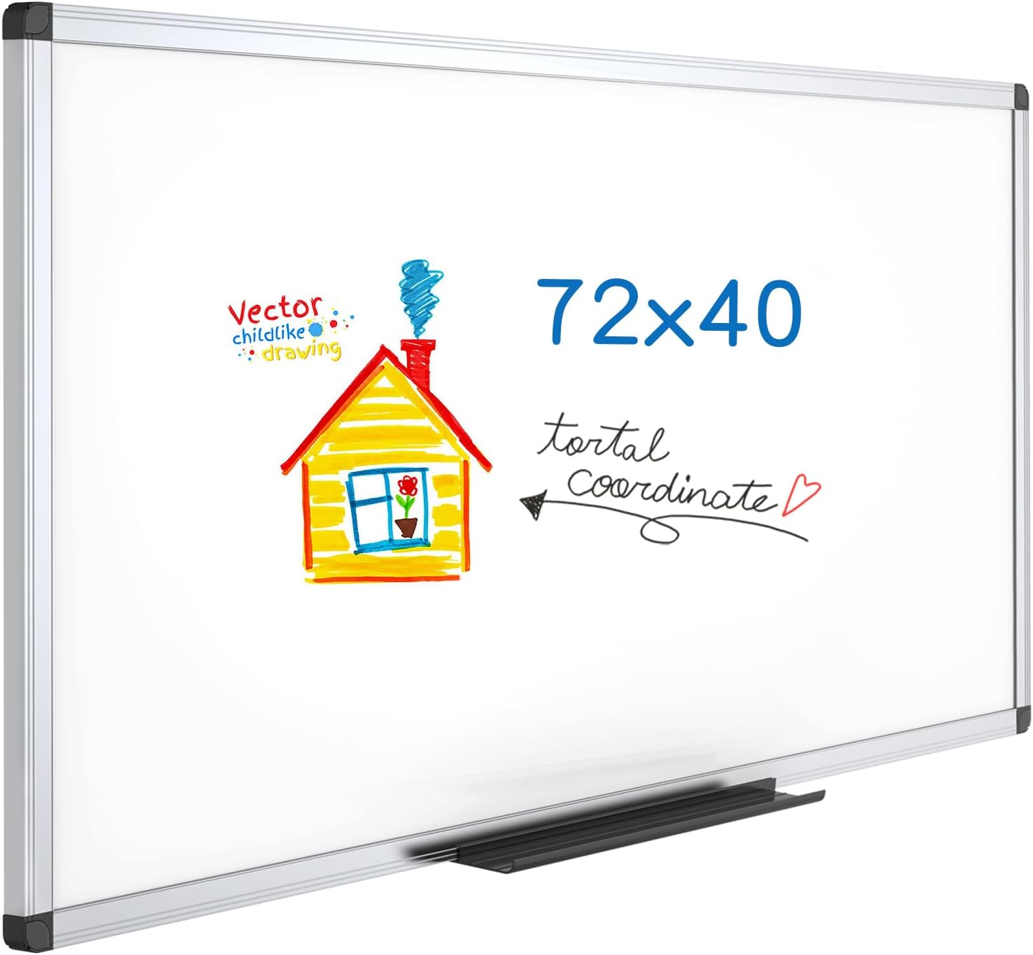 Detalle de VIZ-PRO 72" x 40" Magnetic Dry-Erase Whiteboard with Silver Aluminium Frame