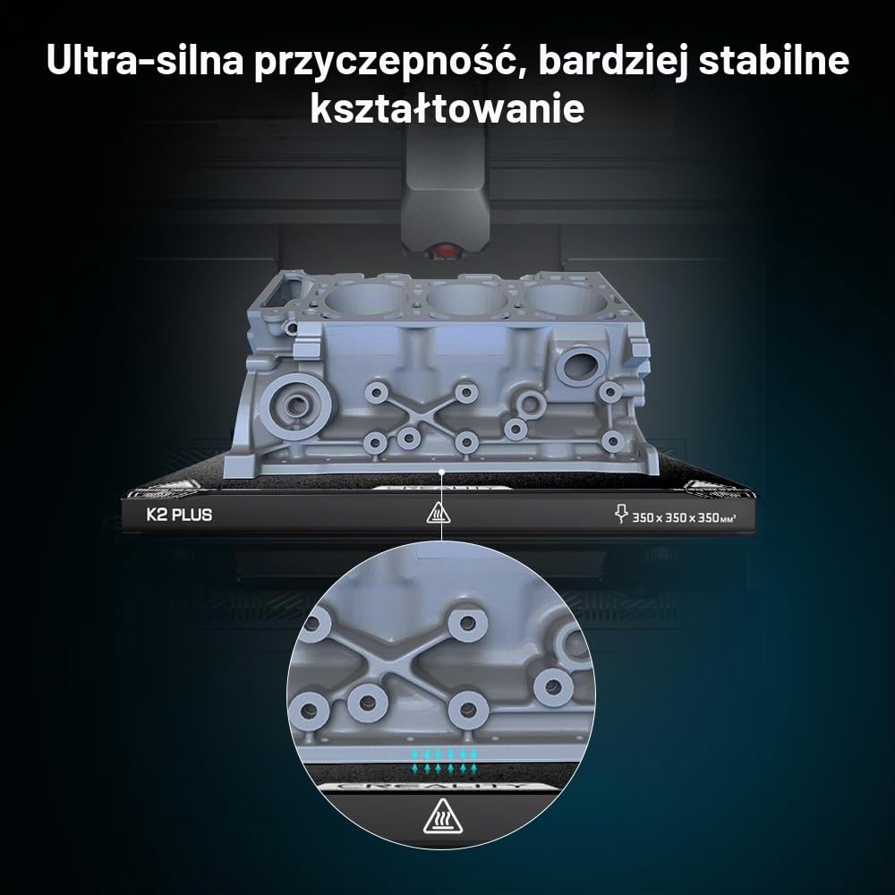 Detalle de Creality K2 Plus PEI matte Plattformplatte – matowa płyta PEI do druku 3D