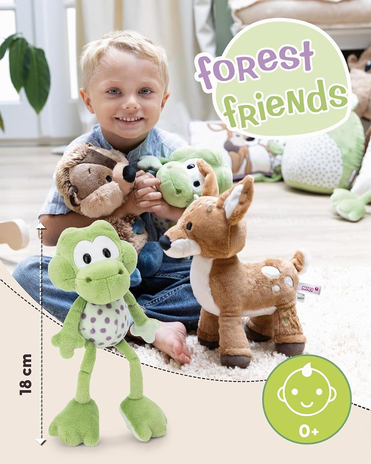 Detalle 2 de NICI Kuscheltier Frosch Fridolin Frog 18cm – grüner Plüschfreund zum Kuscheln