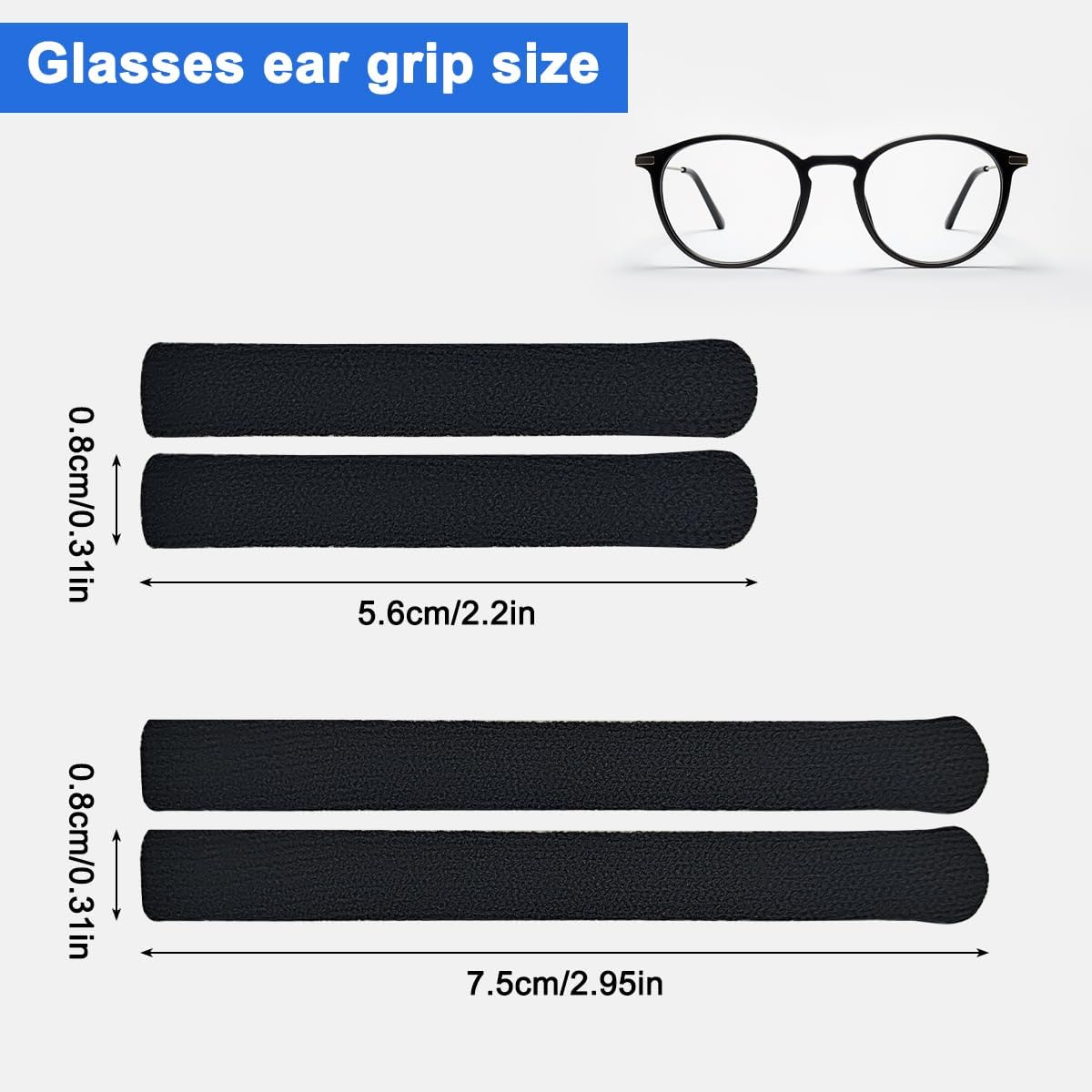 Thumbnail 1 de A-2pair-SL-2sizes-glass-tui-black-US Anti-Slip Glasses Ear Grips, 2 Sizes