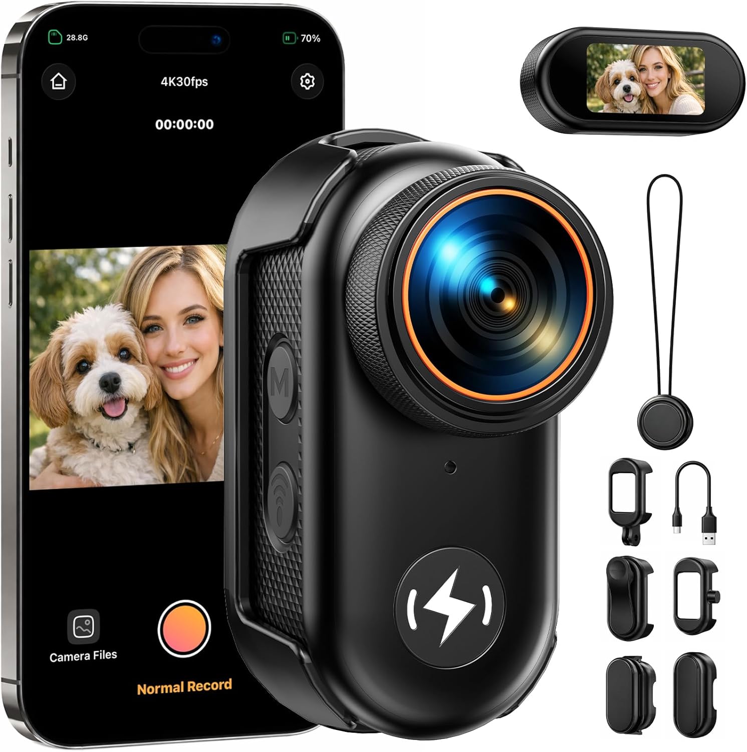 Detalle de CAMWORLD 4K POV Thumb Action Camera with 64GB Card, WiFi & 1.47" Screen