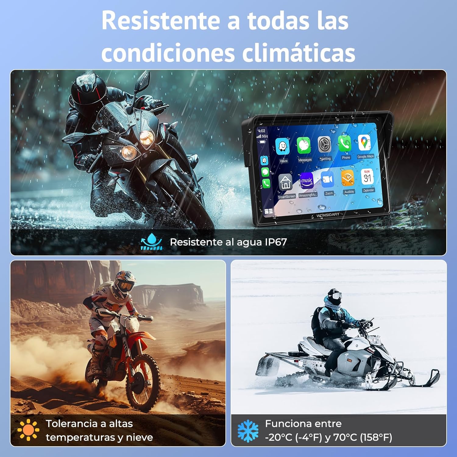 Thumbnail 3 de Wonsidary W522 Pantalla CarPlay 5" para moto