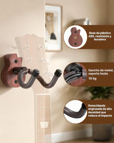 Detalle de New Bee Soporte de Guitarra de Pared con Gancho en U y Base de ABS