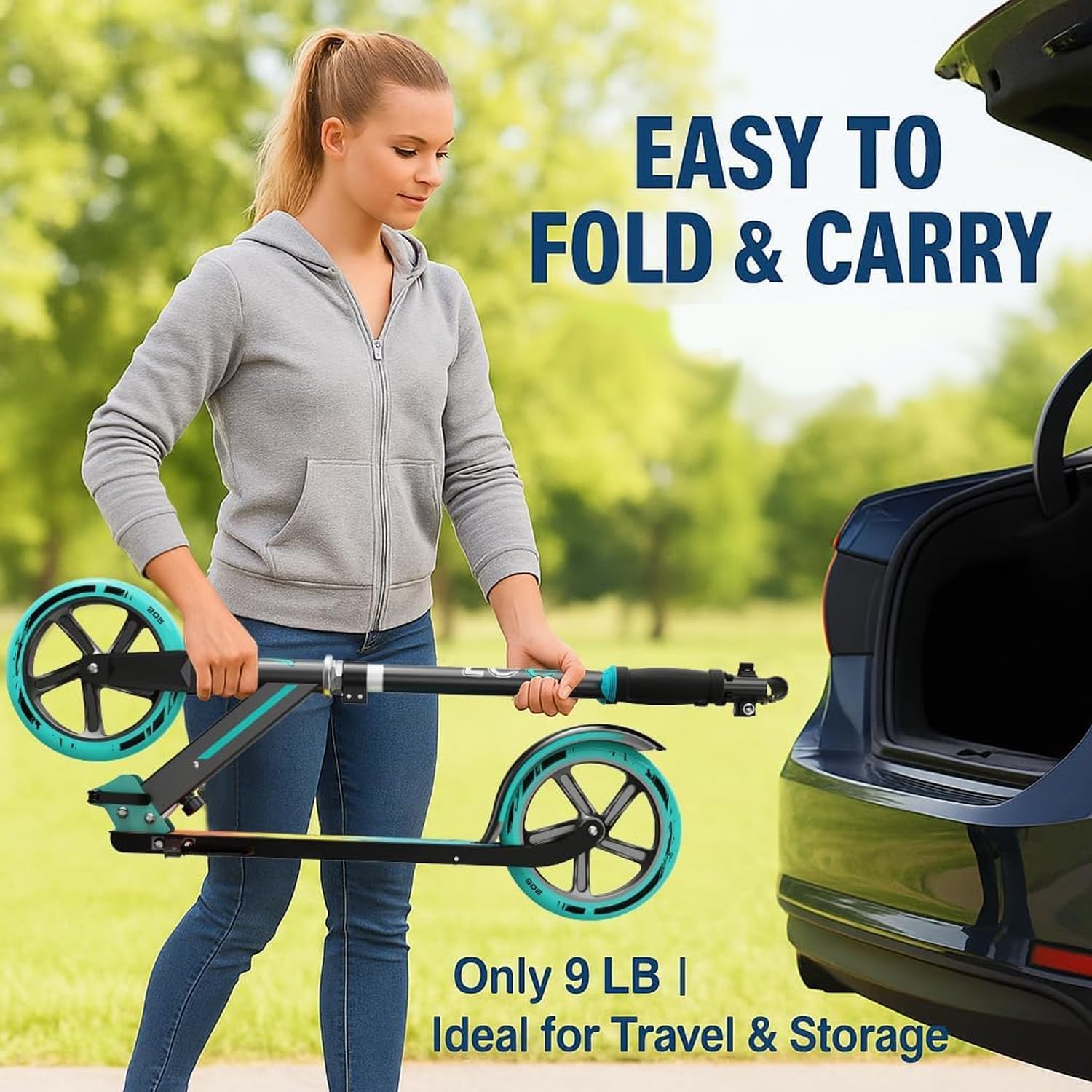 Thumbnail 1 de Scooter for Kids 6–12 & Adults – Adjustable, Foldable 2-Wheel Scooter with 8-Inch Wheels