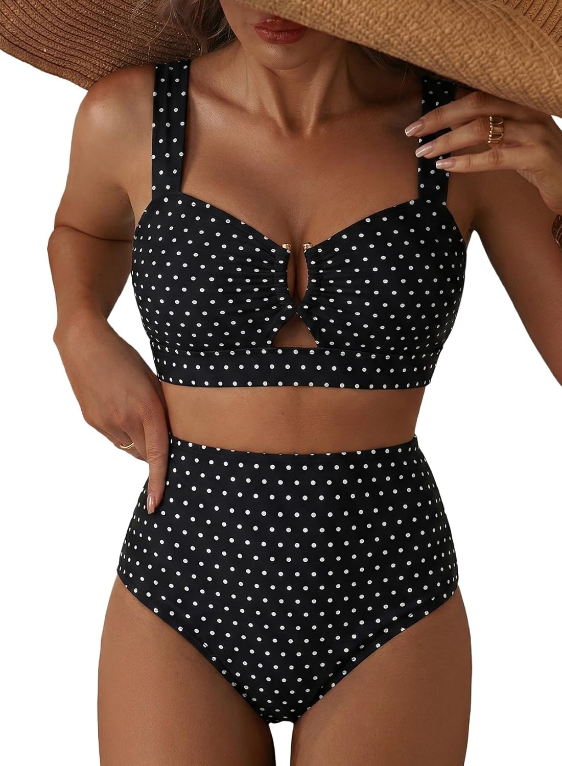 Thumbnail 6 de Herseas Women's 2 Piece U Wire Cutout Bikini Sets Floral Print High Waisted Swimsuit