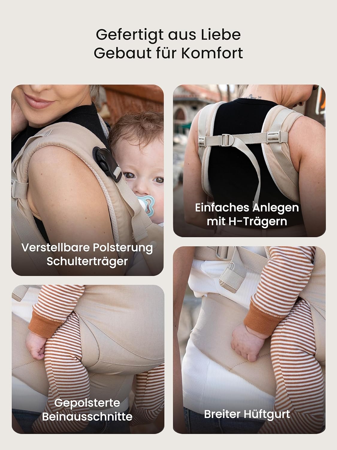 Thumbnail 2 de Grownsy Babytrage mit Ein-Klick-Schnalle und Kopfstütze (3–20 kg) – khaki