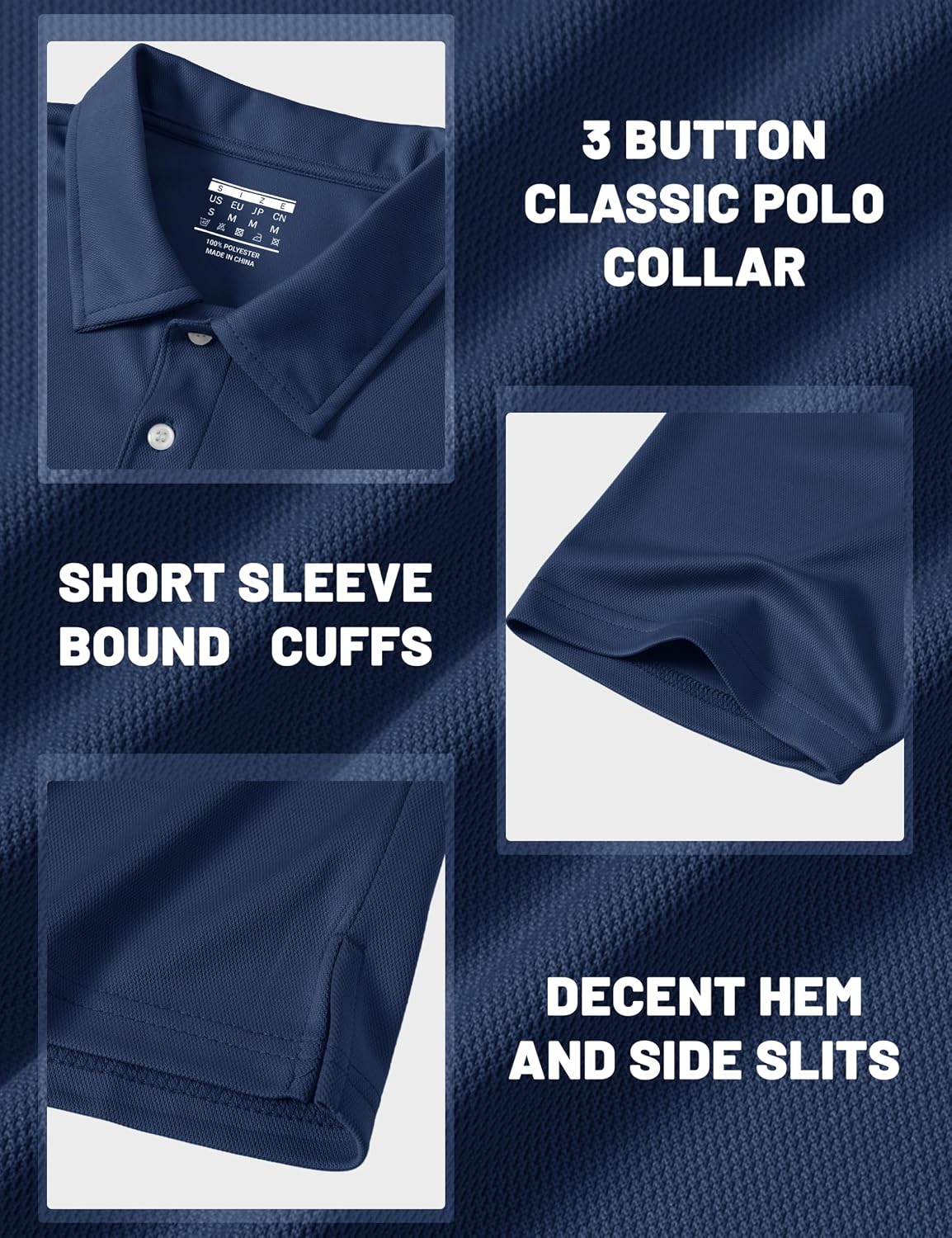 Detalle de MAGCOMSEN Men's Polo Shirts 3 Buttons: Quick-Dry Golf & Casual Polo