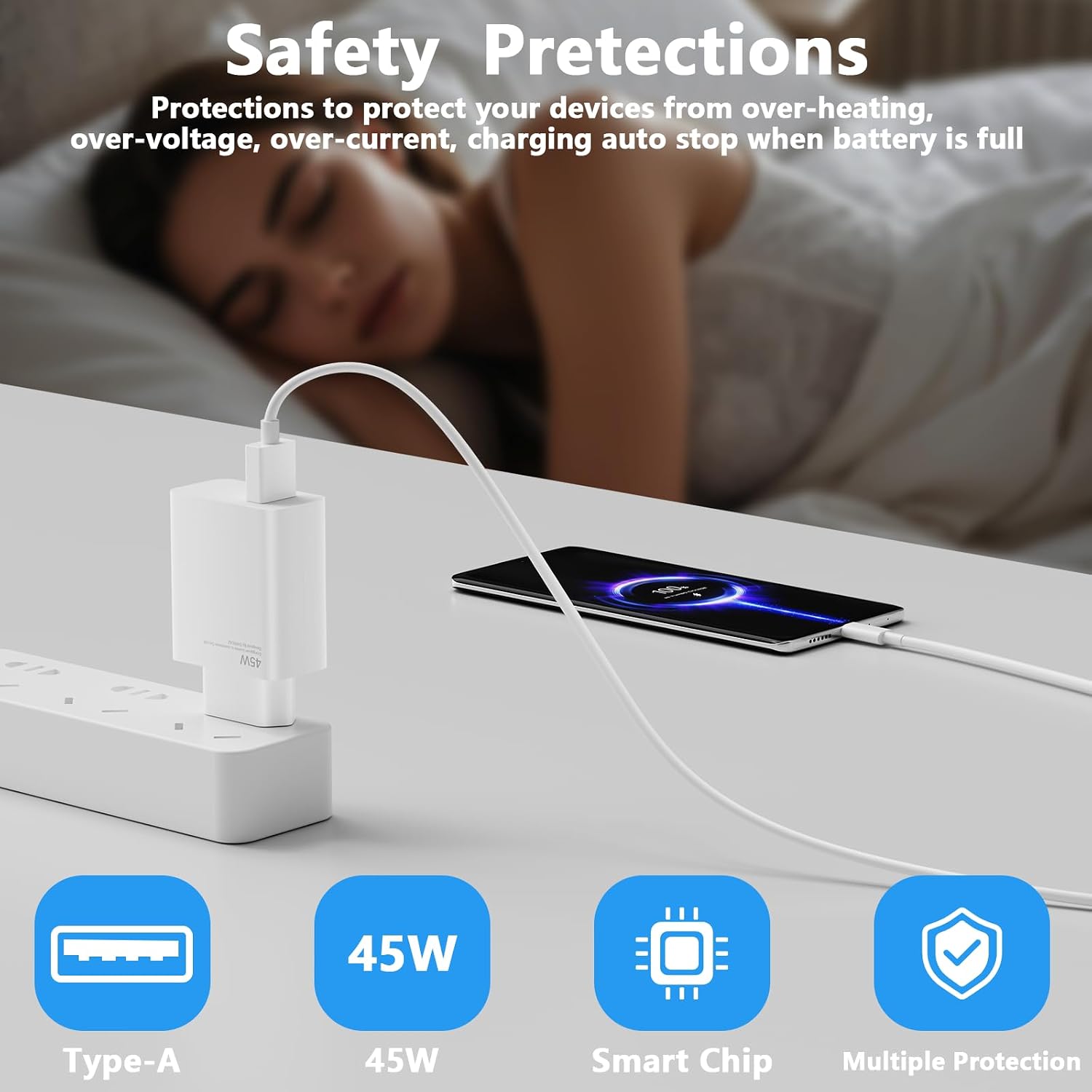 Detalle de Chargeur USB-C 45W avec câble 1 m pour Xiaomi Redmi Note 14 Pro 5G et appareils compatibles