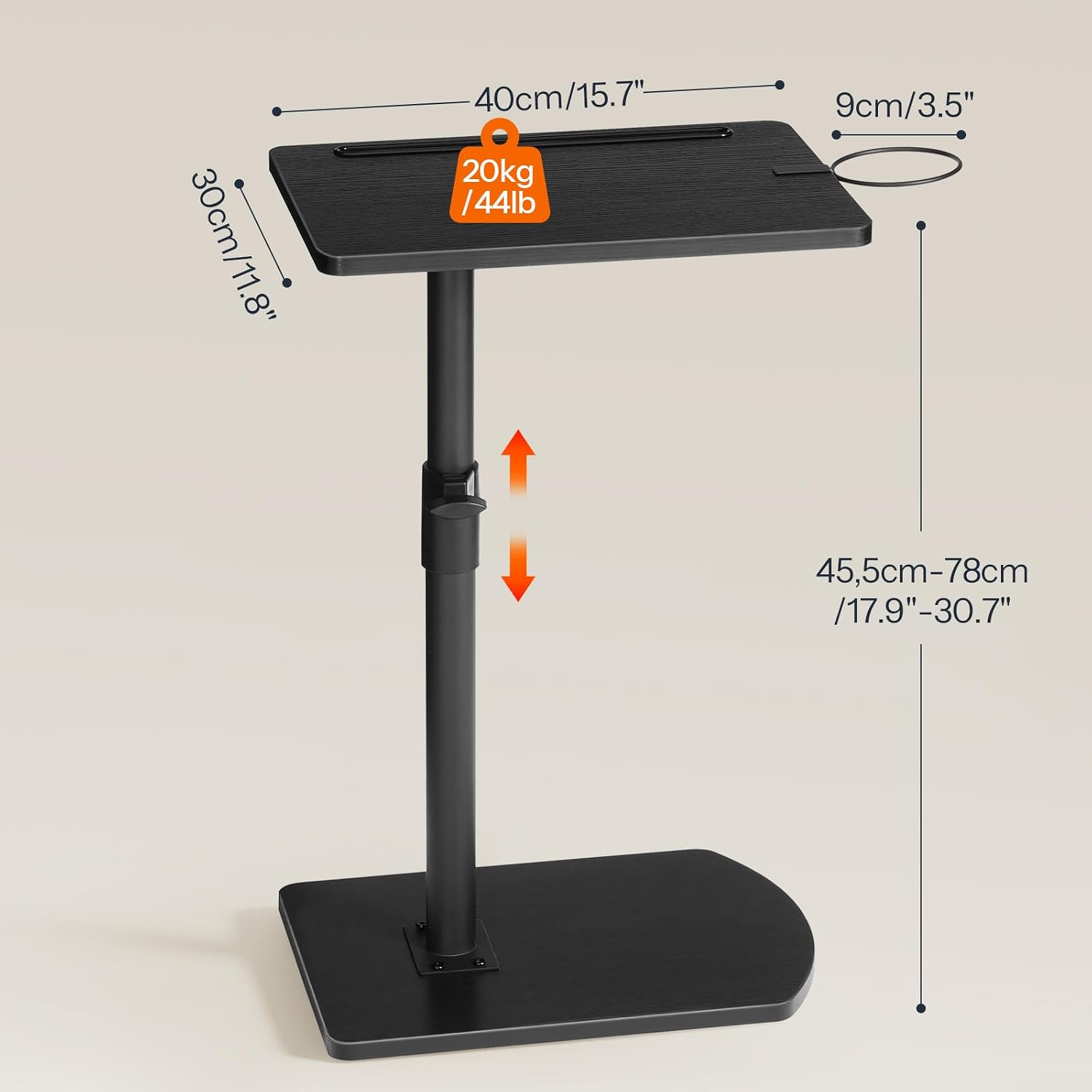 Detalle de HOOBRO EBB34SF01 C-vormige bijzettafel, verstelbaar en 360° draaibaar