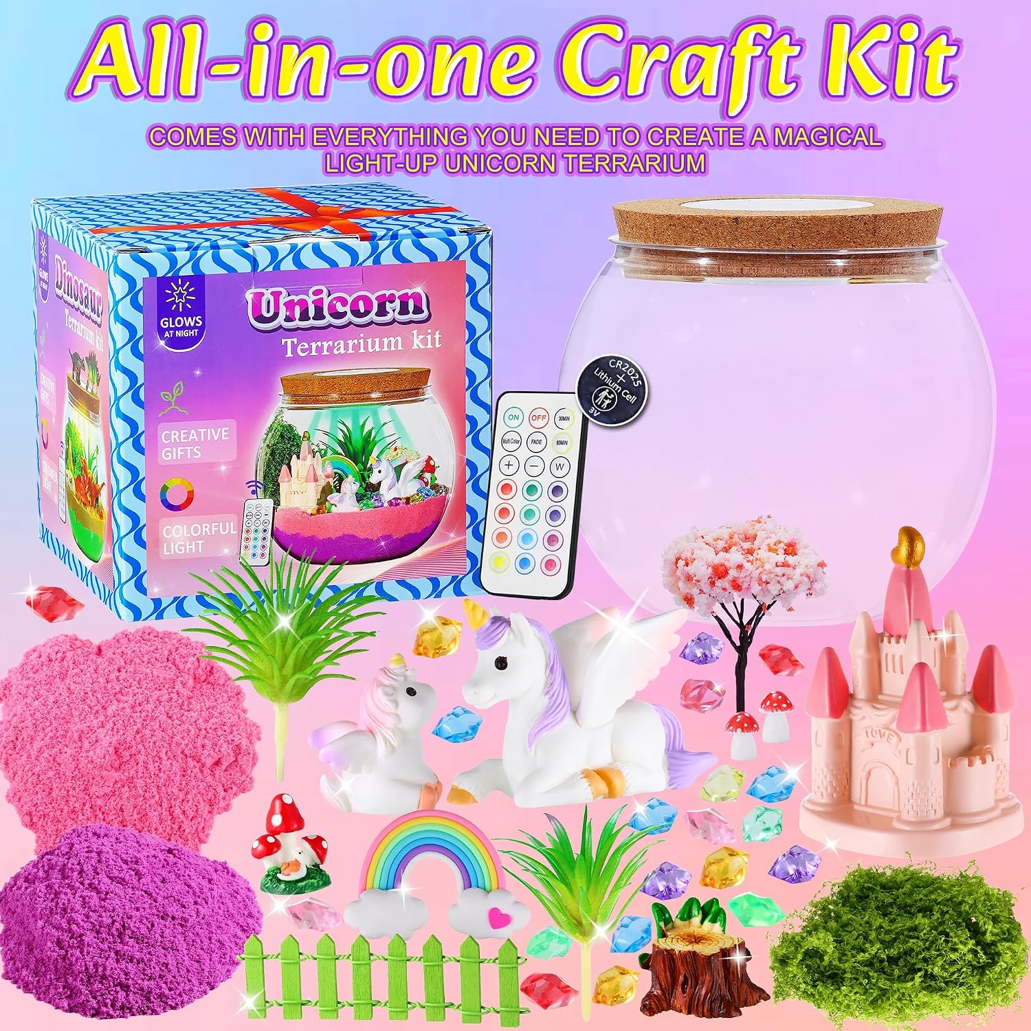Thumbnail 1 de Gifmore Unicorn Terrarium Kit with LED night light