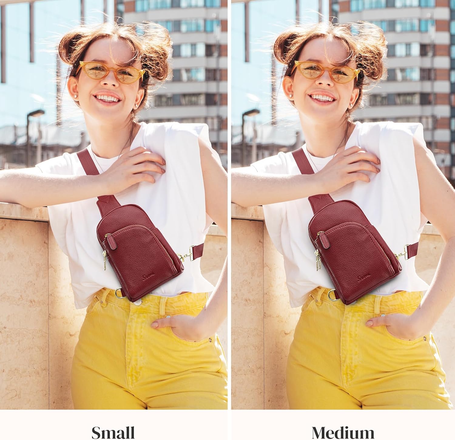 Thumbnail 1 de S-ZONE Leather Crossbody Sling Bag with RFID Blocking – Small/Medium (Unisex)