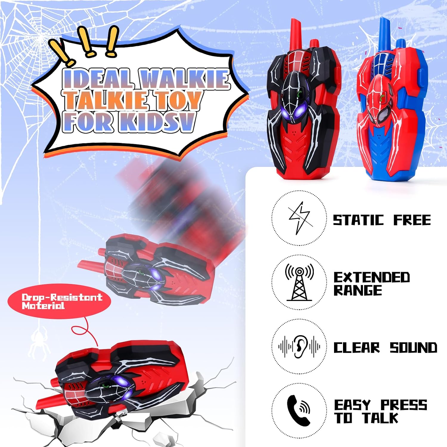 Detalle 2 de Kids Spider Walkie Talkies 2-way for Ages 3–6