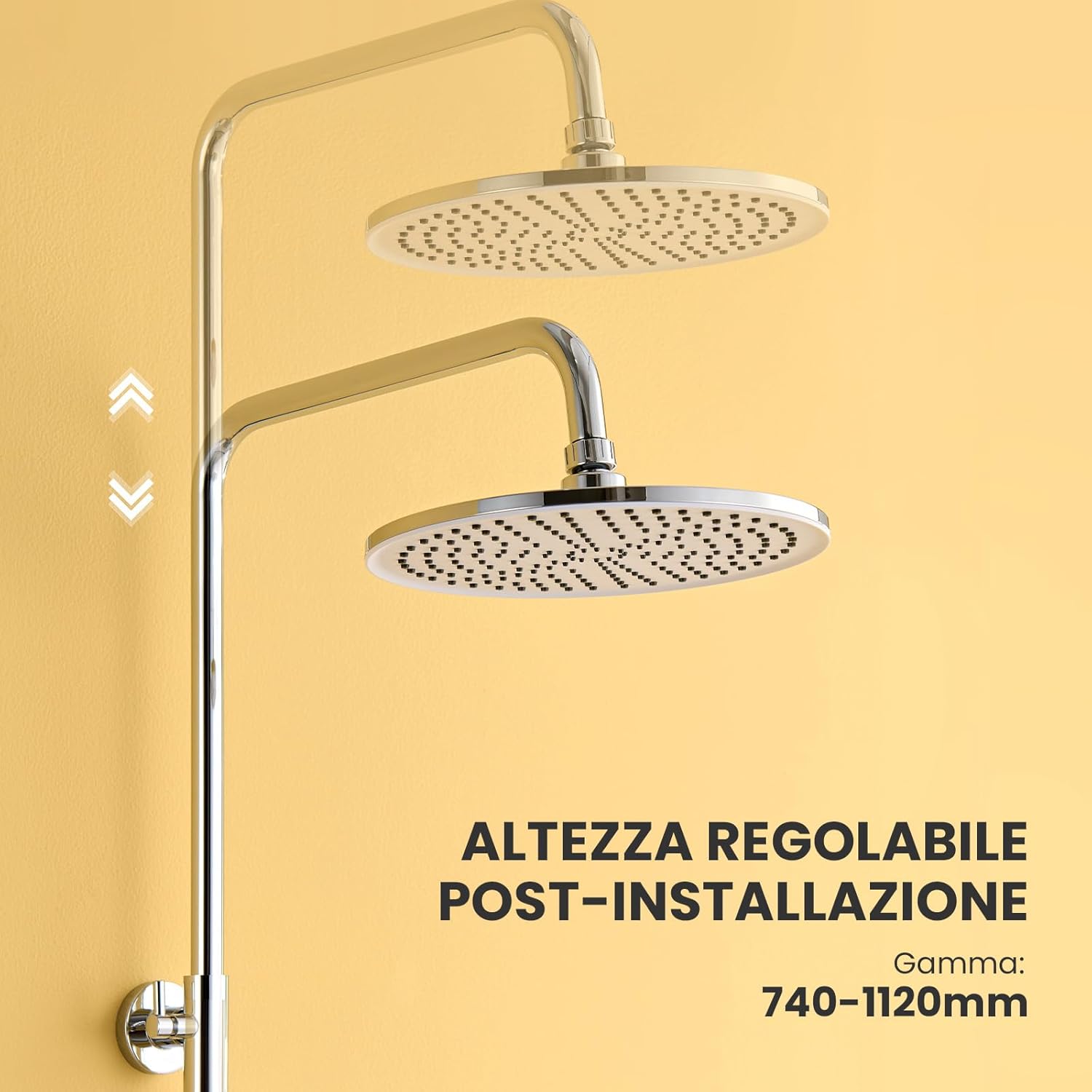 Detalle de Auralum Colonna Doccia con Mensola, Soffione Rotondo 25 cm e Doccetta, Altezza 72–110 cm, Colonna Doccia senza Miscelatore, Cromo