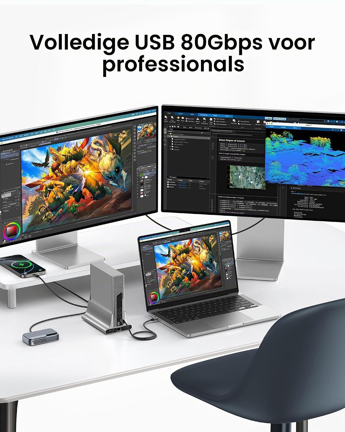 Thumbnail 5 de Silkland S3405 USB-C-kabel 1,5 m, 80 Gbps en 240 W voor Thunderbolt 5
