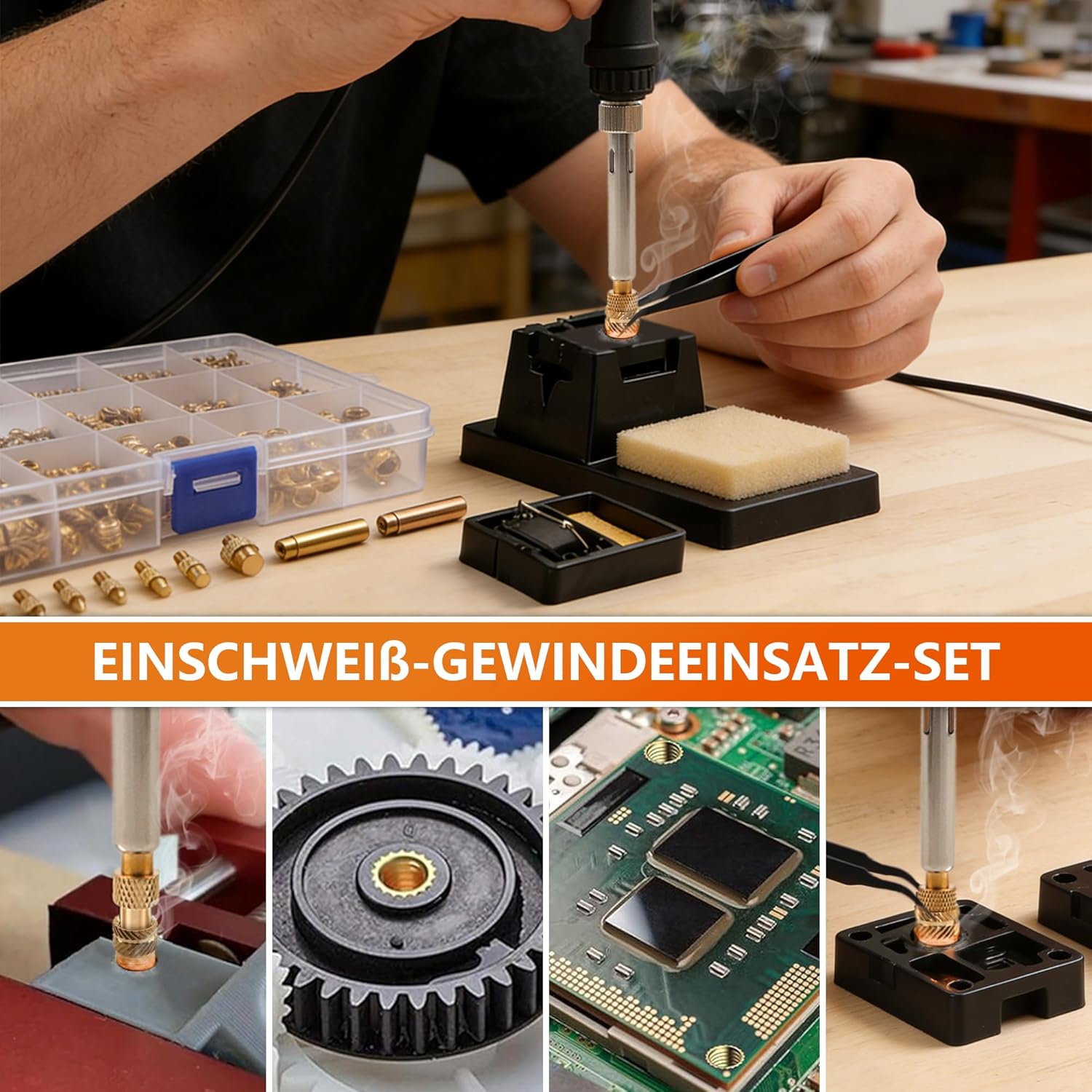 Thumbnail 6 de 450 Stk Gewindeeinsätze Lötspitzen Set mit LCD-Lötkolben – 80 W, 7 Spezialspitzen, Adapter & Ständer