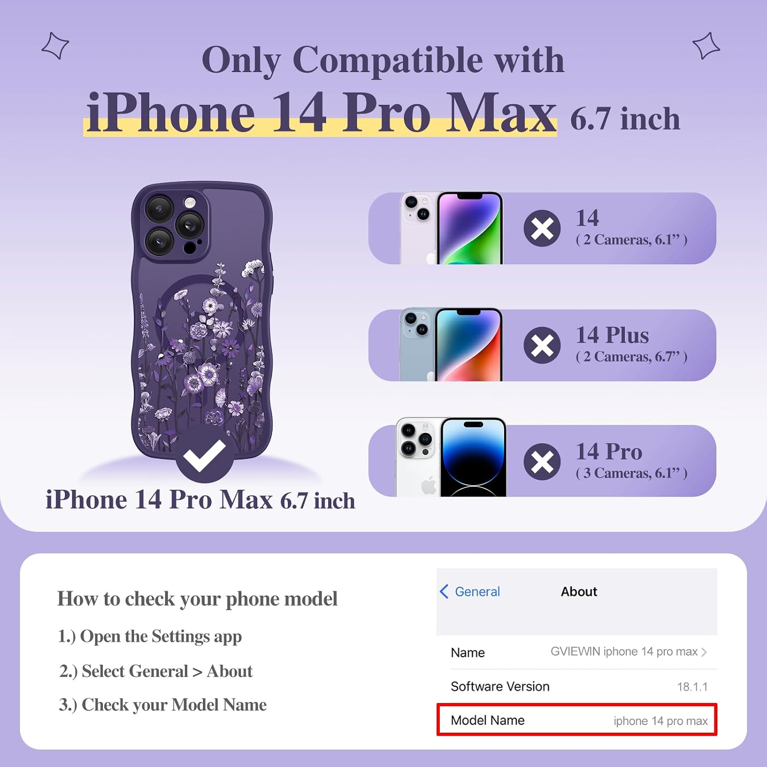 Thumbnail 1 de GVIEWIN iPhone 14 Pro Max Case MagSafe