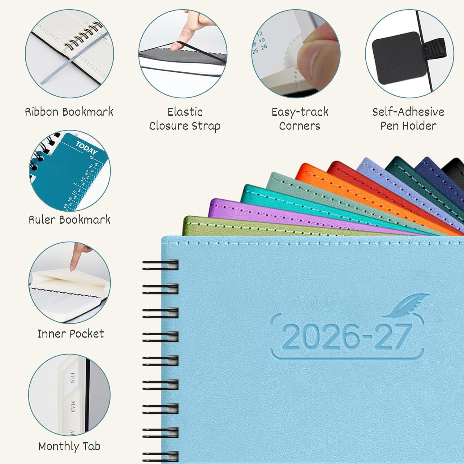 Thumbnail 4 de BEZEND BZ-AP280W01L-27-BK 2026–2027 Planner, 18-Month Weekly & Monthly