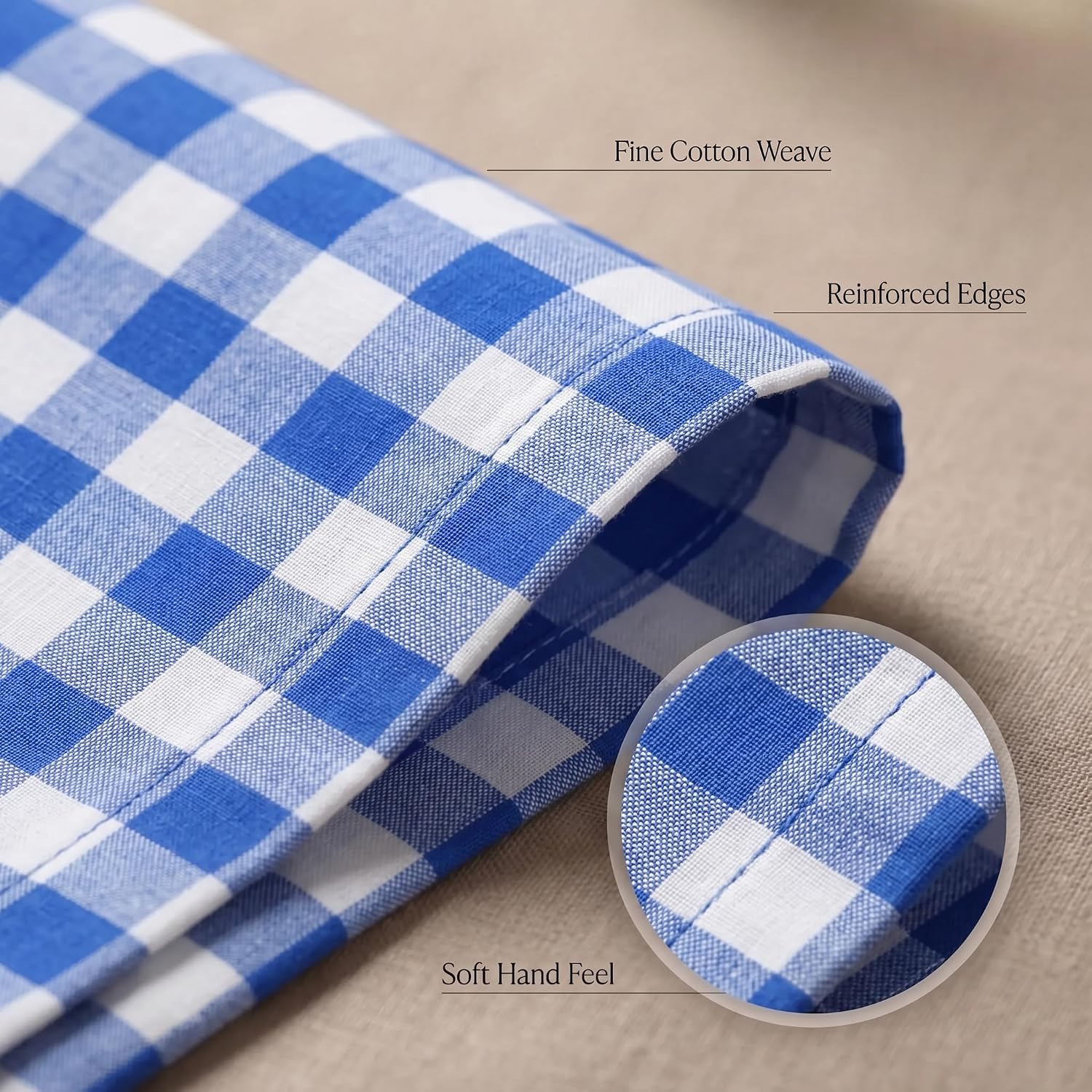 Thumbnail 4 de Urban Villa 100% Cotton Dinner Napkins Set of 12 (20”x20”) – Blue & White