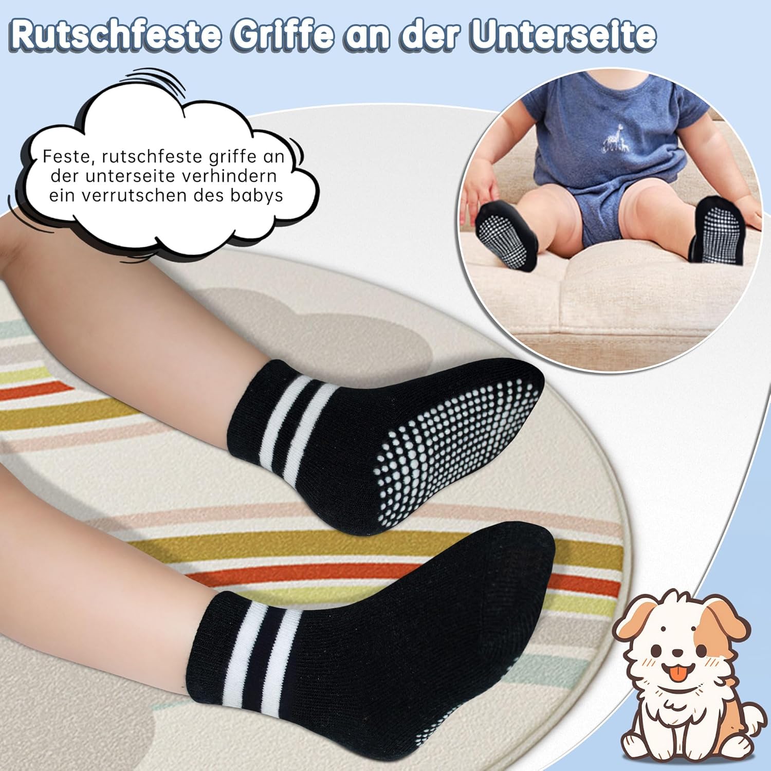 Detalle de GRPSKCOS Rutschsocken Kinder 12 Paar