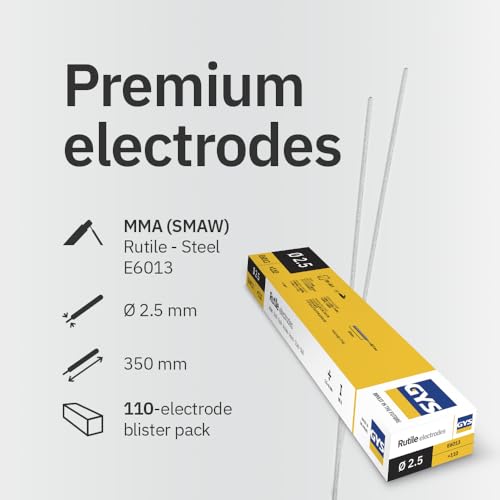 Detalle de GYS Métal d'Apport MMA – 110 électrodes rutile E6013 Ø 2,5 mm x 350 mm (Demi-étui) pour soudures acier, toutes positions
