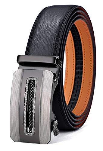 Detalle de BULLIANT Ceinture Homme – Ceinture automatique en cuir noir 35 mm, taille réglable, boîte cadeau