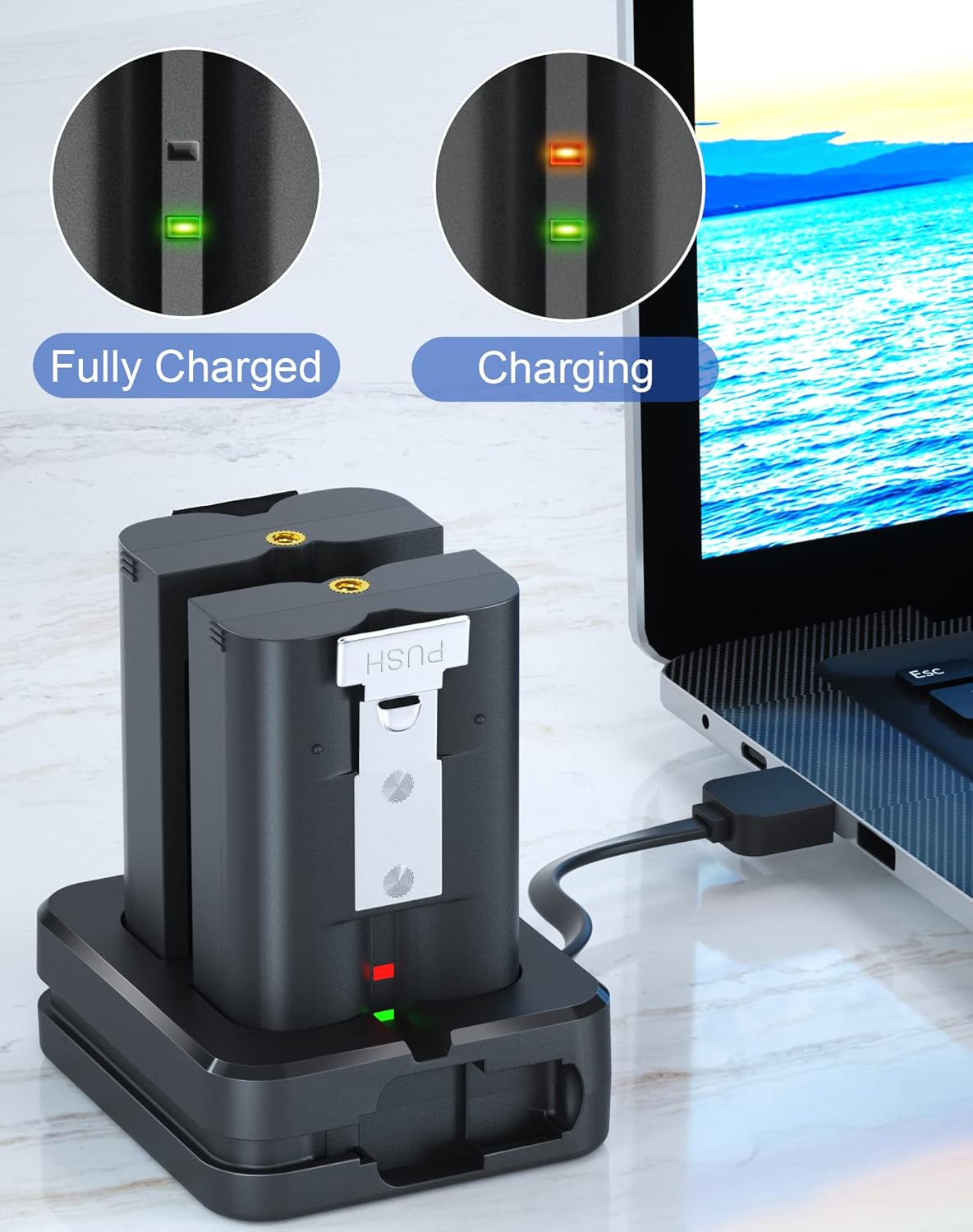 Thumbnail 5 de 2 Batterien und Ladestation für Ring Video Doorbell – 6040 mAh Ersatzakkus (2er-Pack) mit Dual-Ladestation