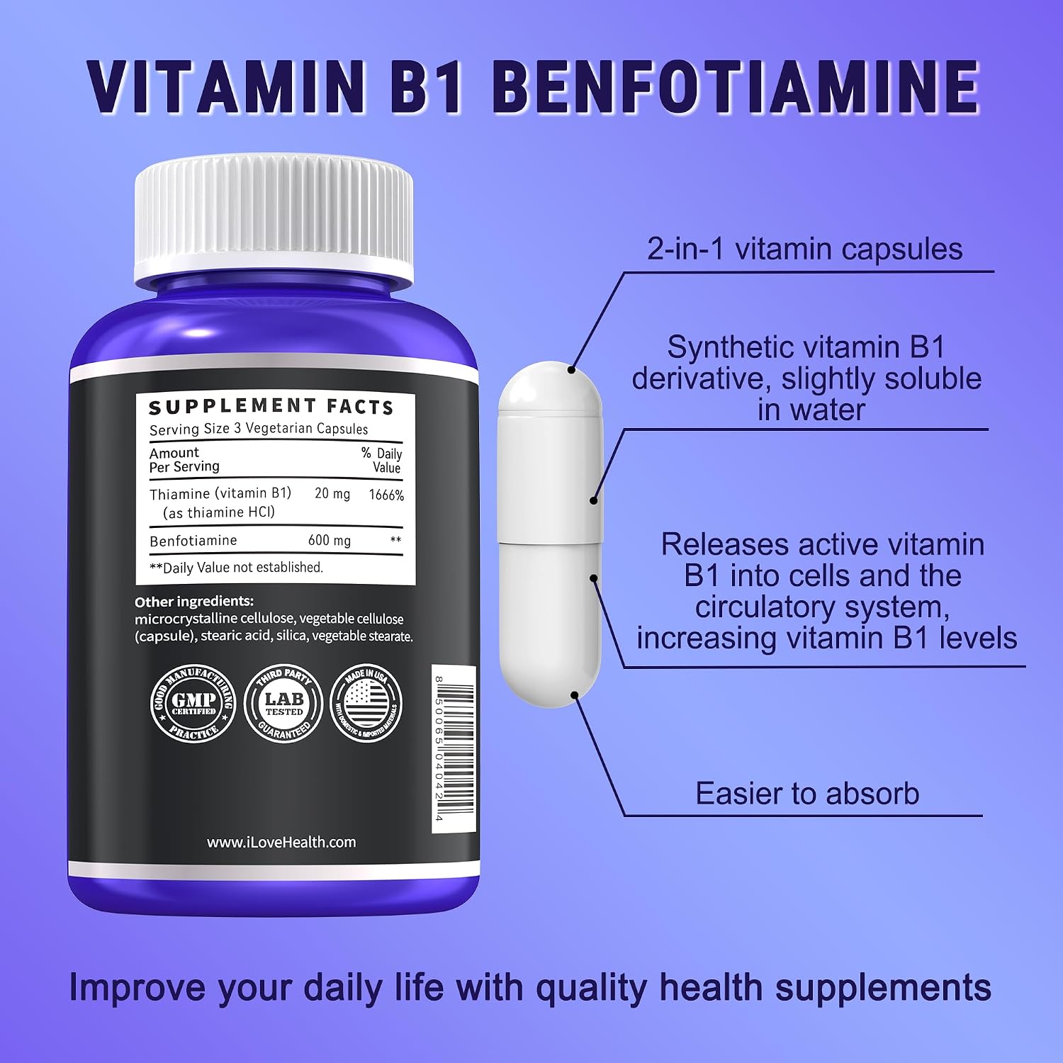 Detalle 2 de Benfotiamine Supplement 600 mg
