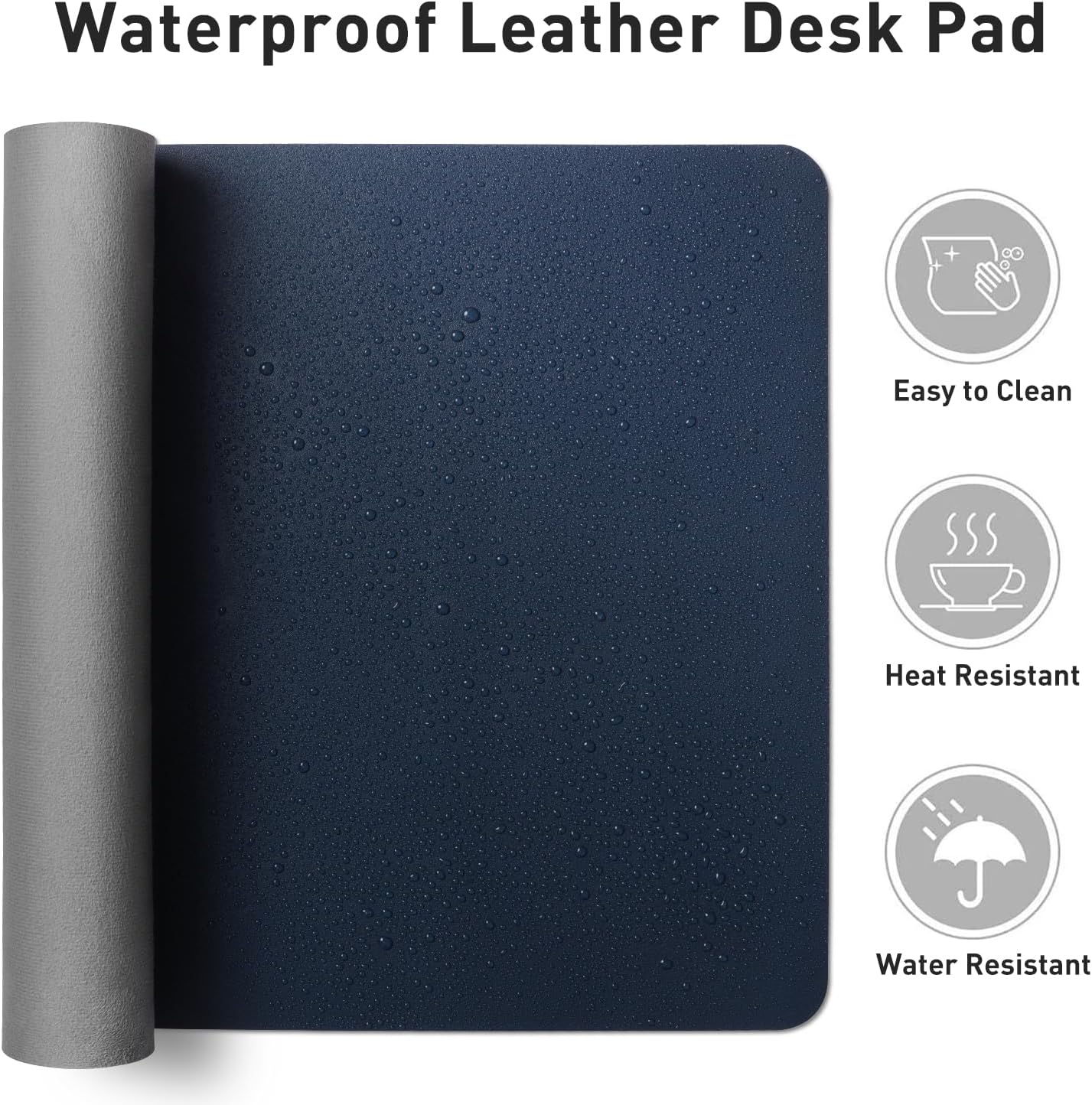 Thumbnail 6 de Aothia Office Mat Desk Protector (80x40cm) with Non-Slip PU Leather Surface, Dark Blue