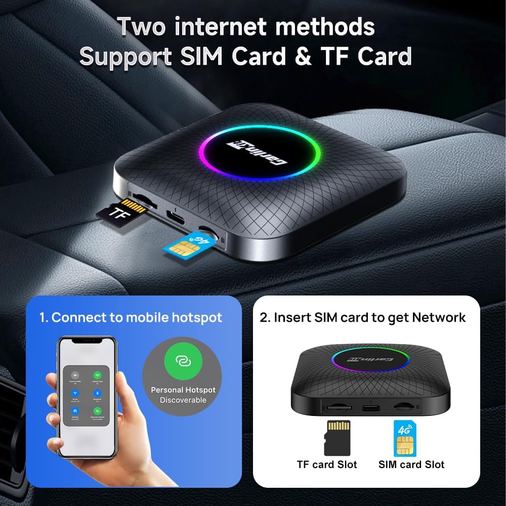 Detalle de CarlinKit New Android 13 AIBOX LED Ambient: Wireless CarPlay/Android Auto Adapter