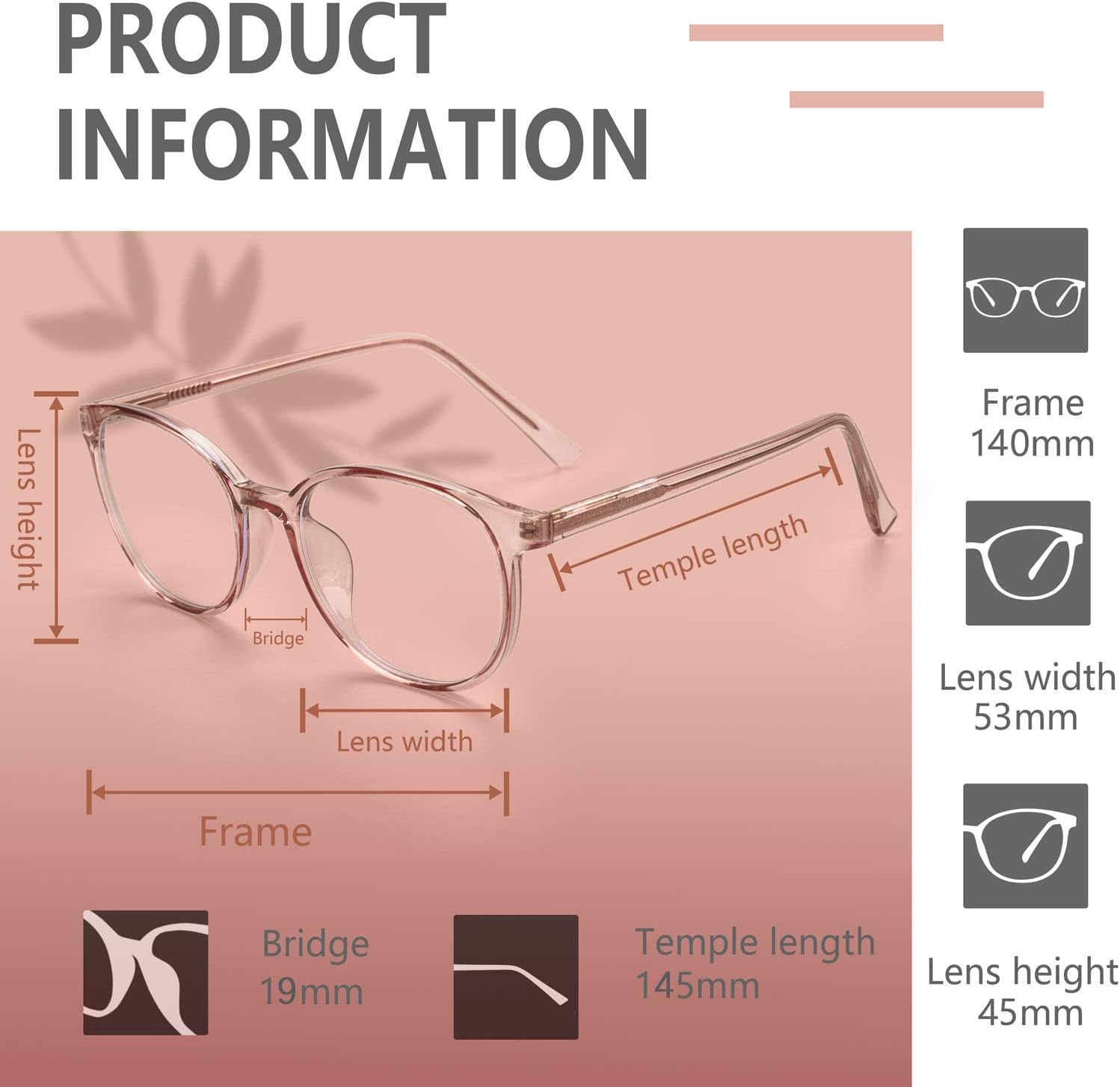 Thumbnail 6 de FONHCOO Blaulichtfilter Brille Damen TR90 – sehr leichte Gaming- und Computerbrille (ohne Sehstärke), durchsichtig hellbraun