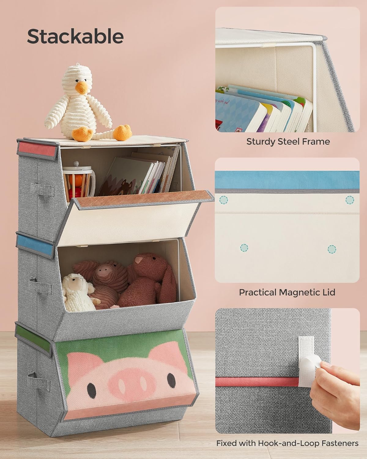 Thumbnail 4 de SONGMICS RFB760P02 kids storage organisers set of 3