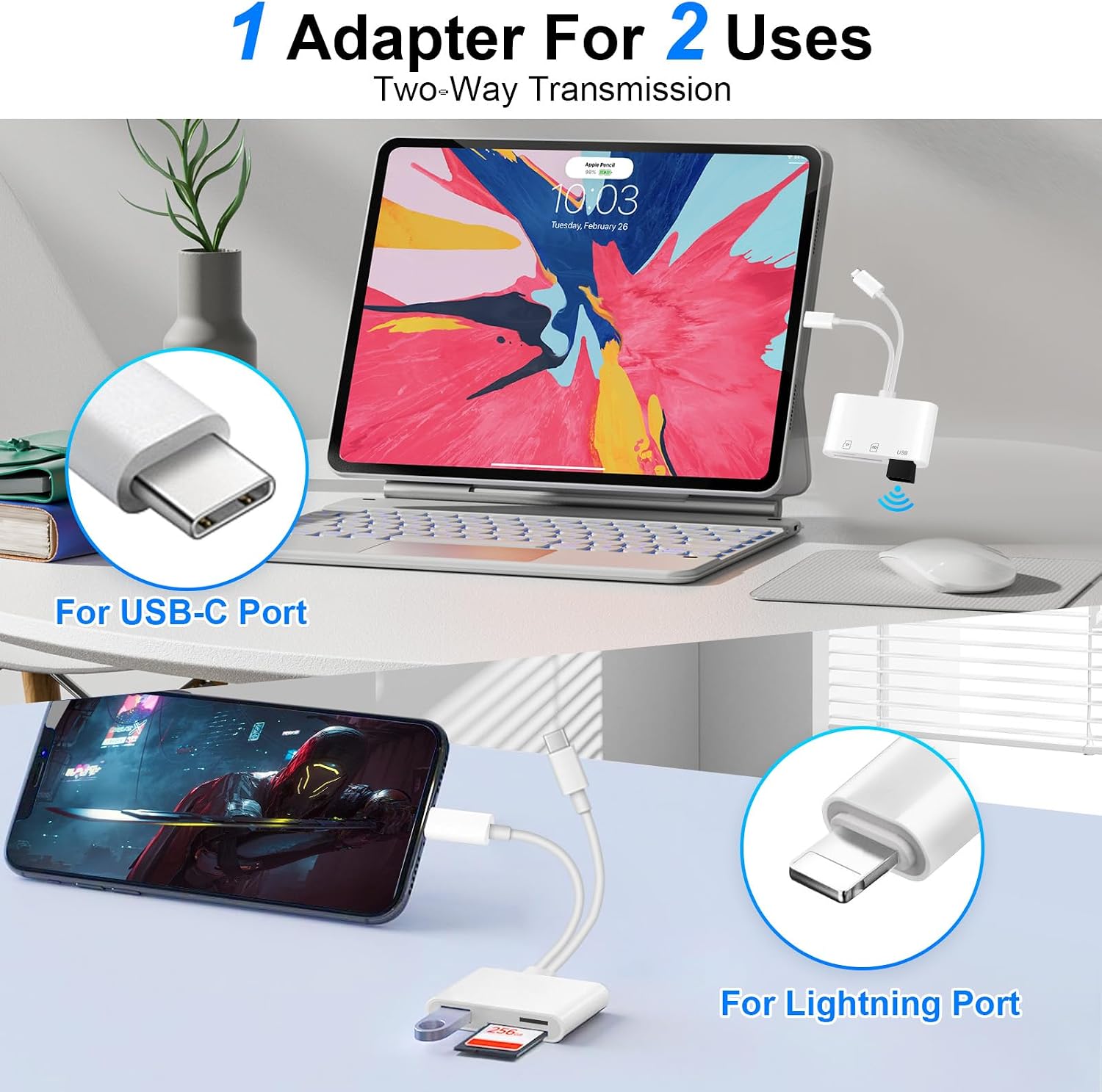 Thumbnail 3 de Dual Connectors SD Card Reader 5-in-1